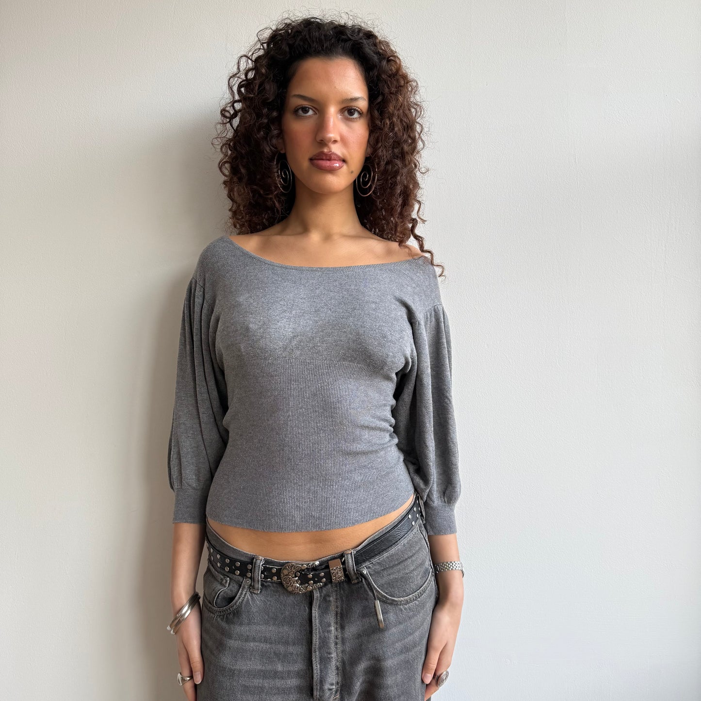 Grey batwing crop knit - Size S