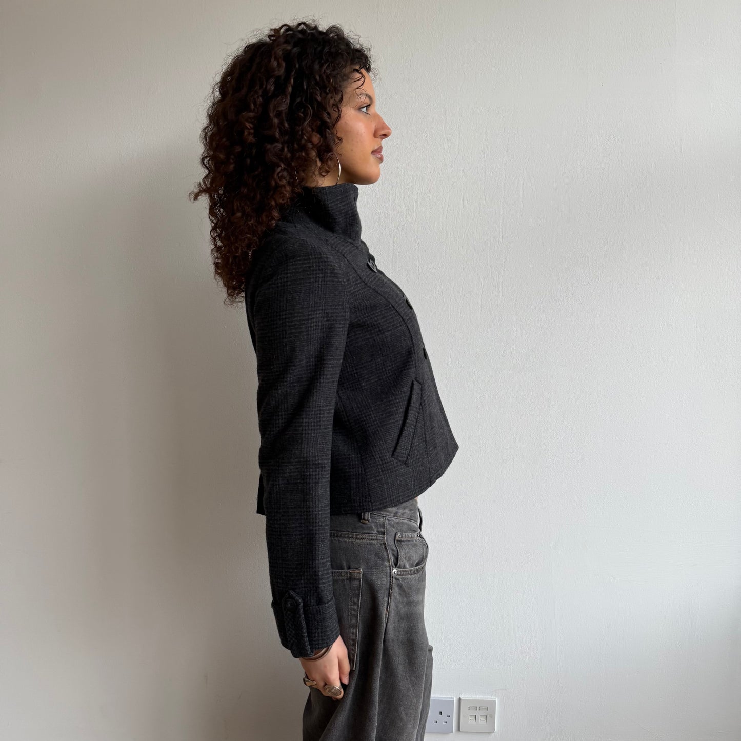 Plaid wool peacoat - Size S