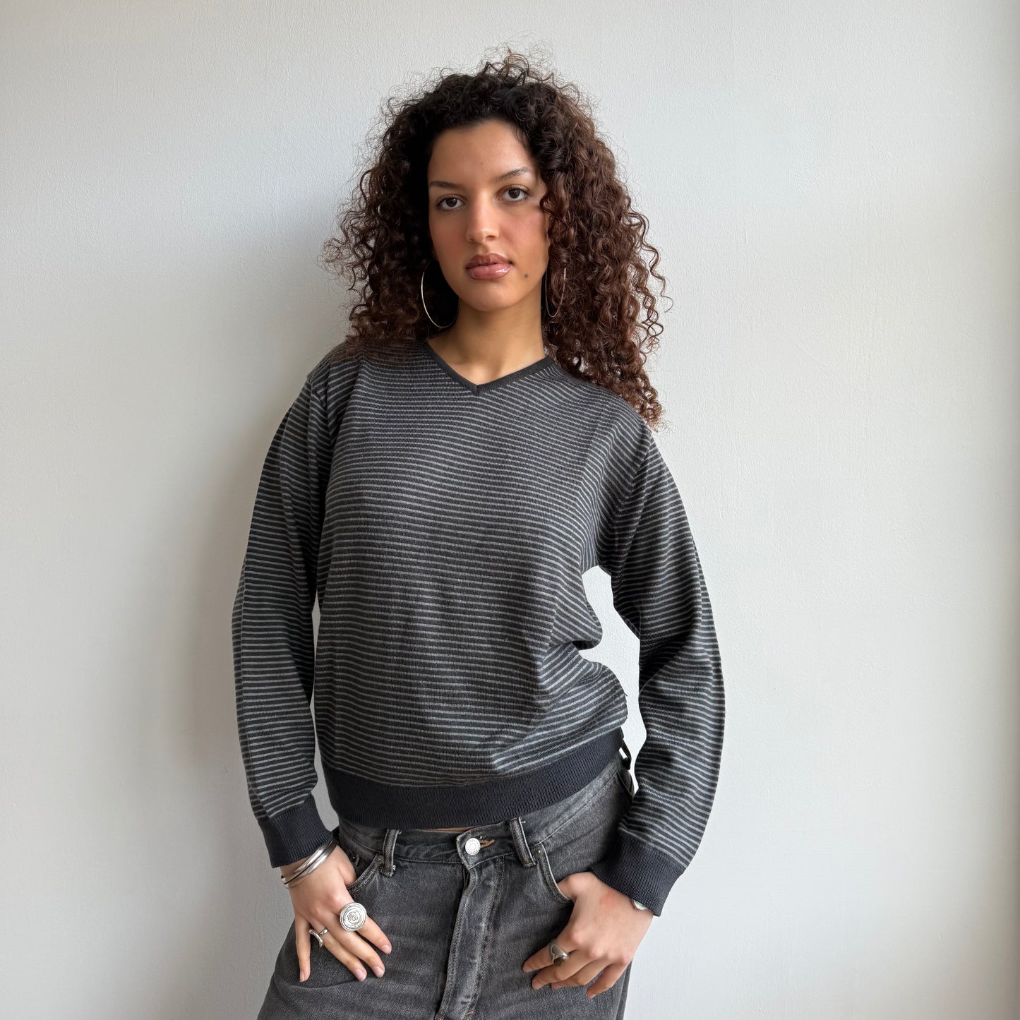 Striped v-neck jumper - Size S