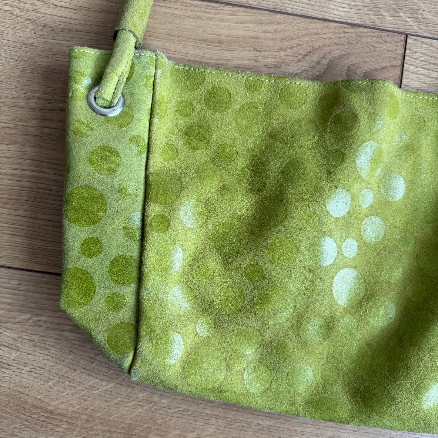 Green polka dot bag