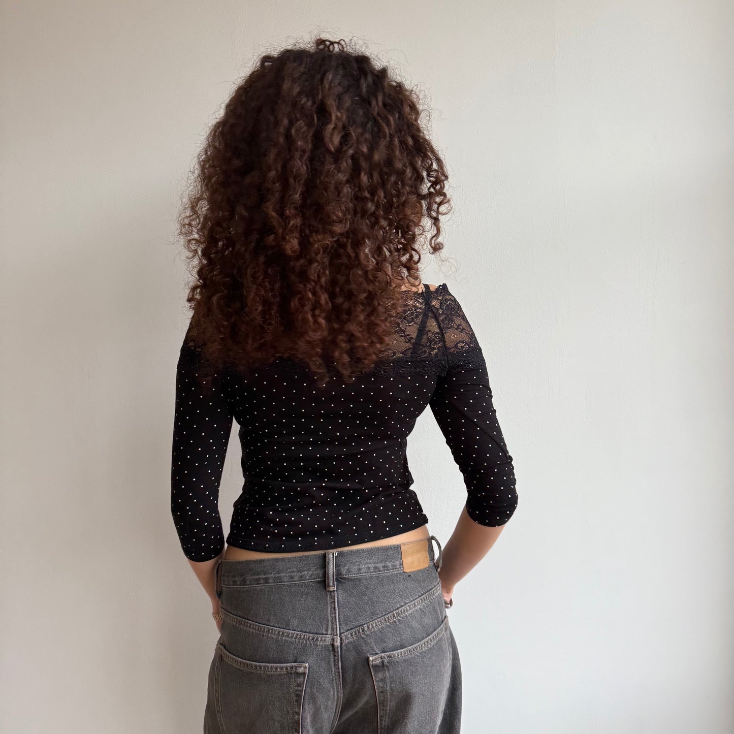Polka dot lace top - Size S