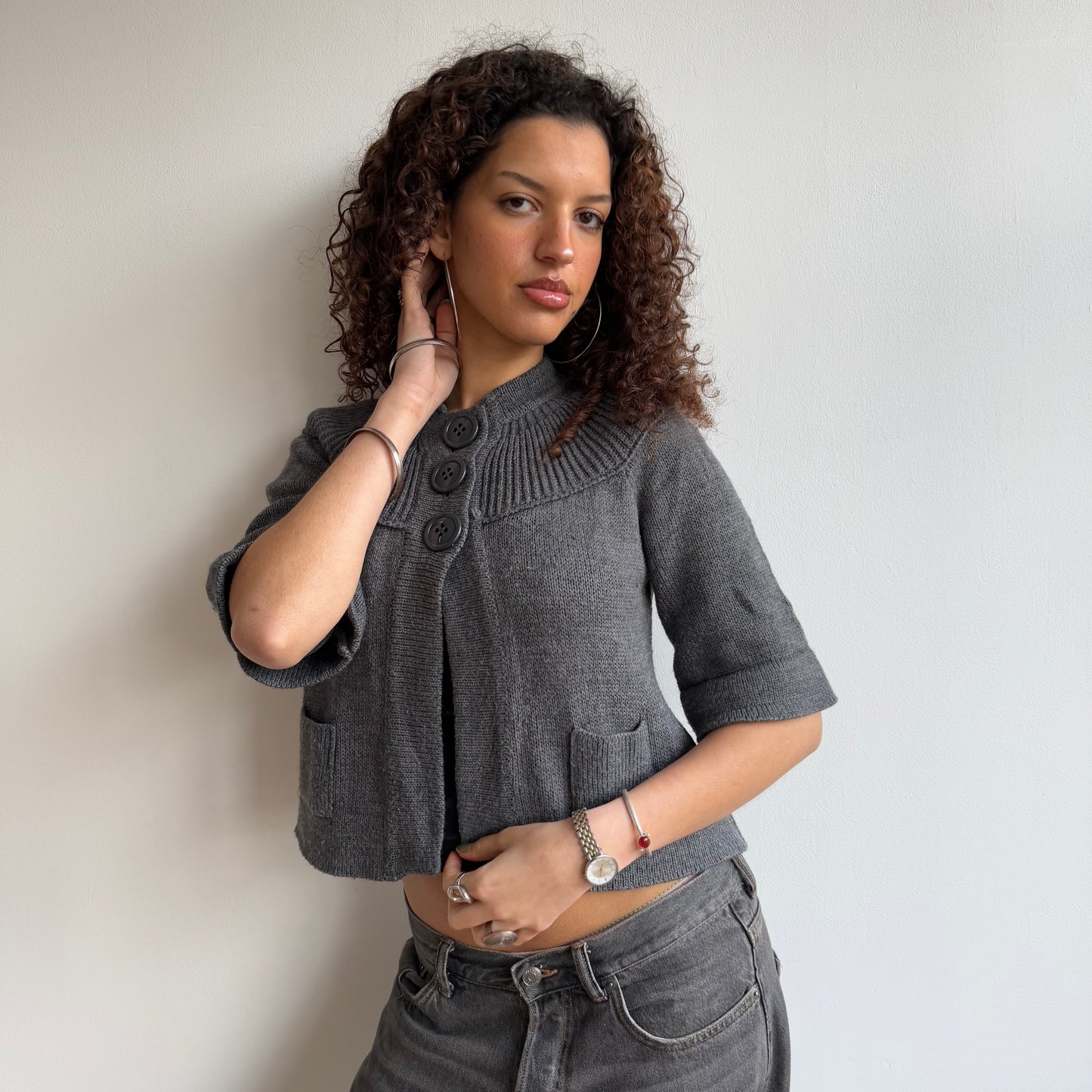 Grey knit Cardi - Size S