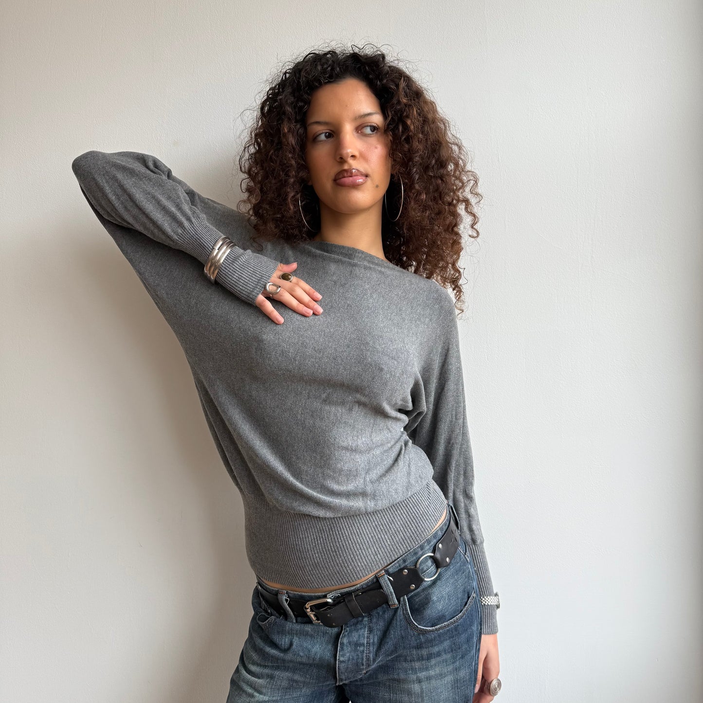 Grey slouchy knit jumper - Size S