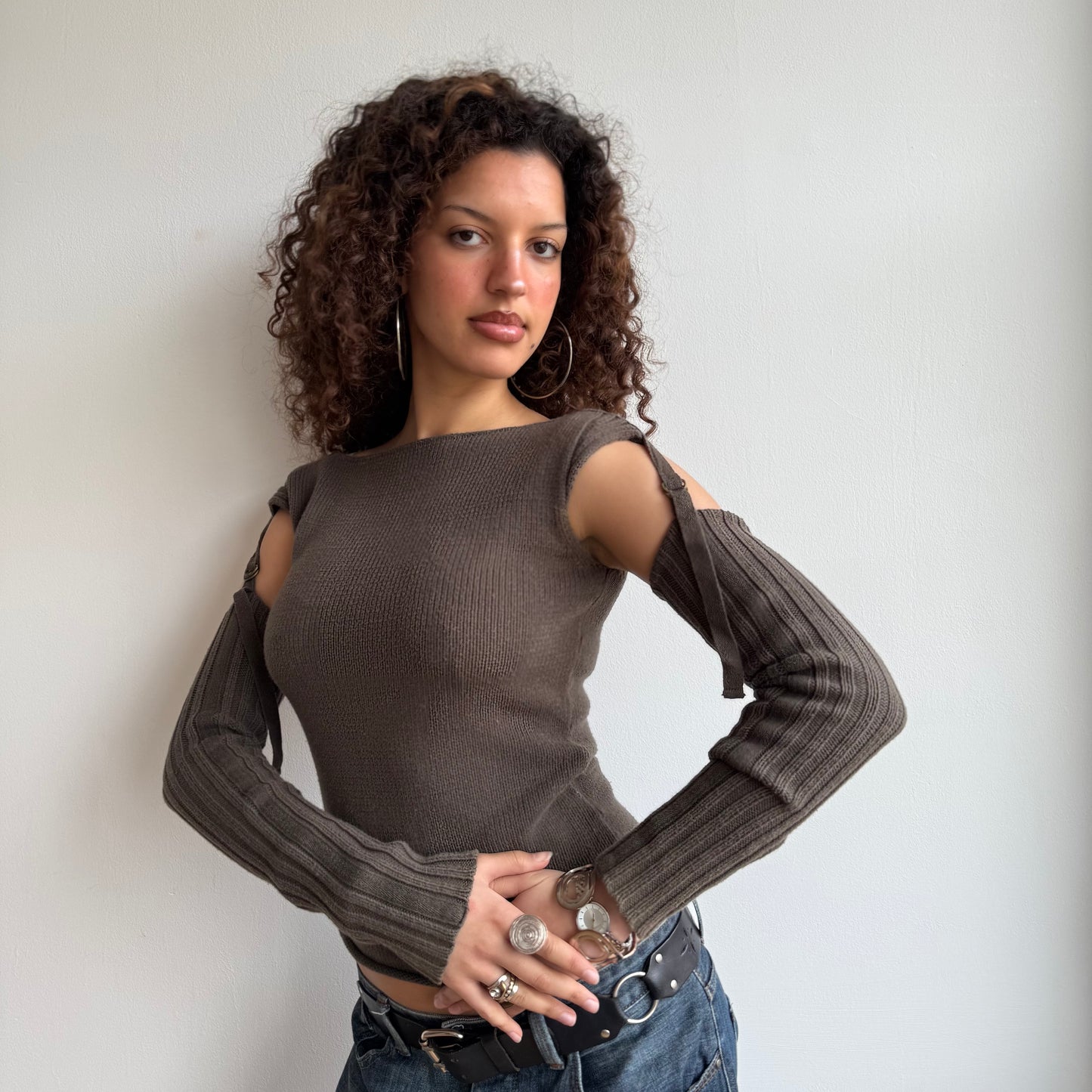 Khaki sleeveless knit - Size S