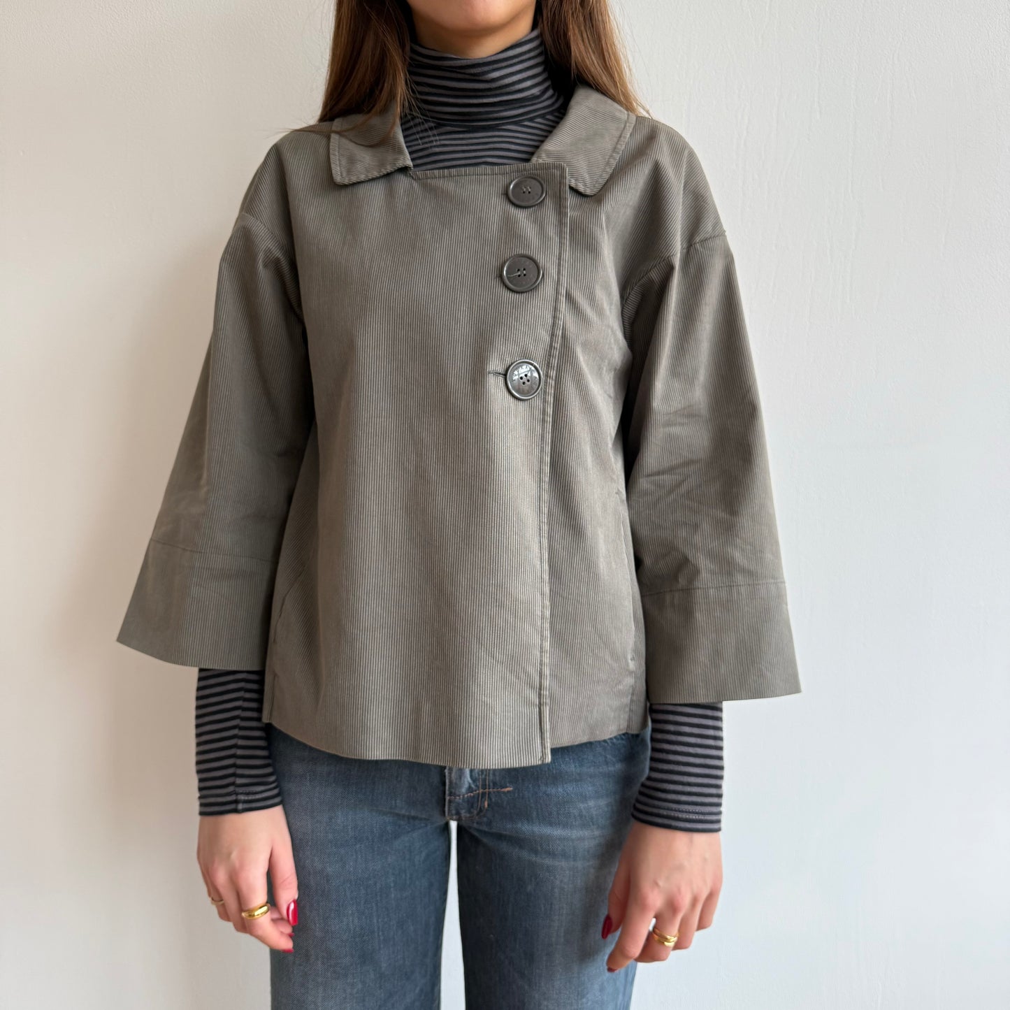 Grey and black stripe roll neck - Size S