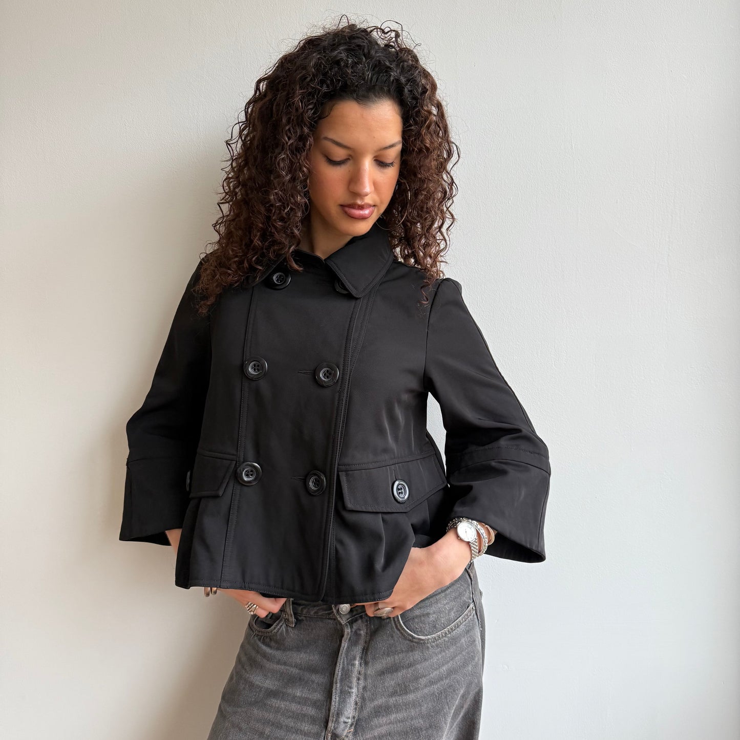 Black peacoat trench - Size S