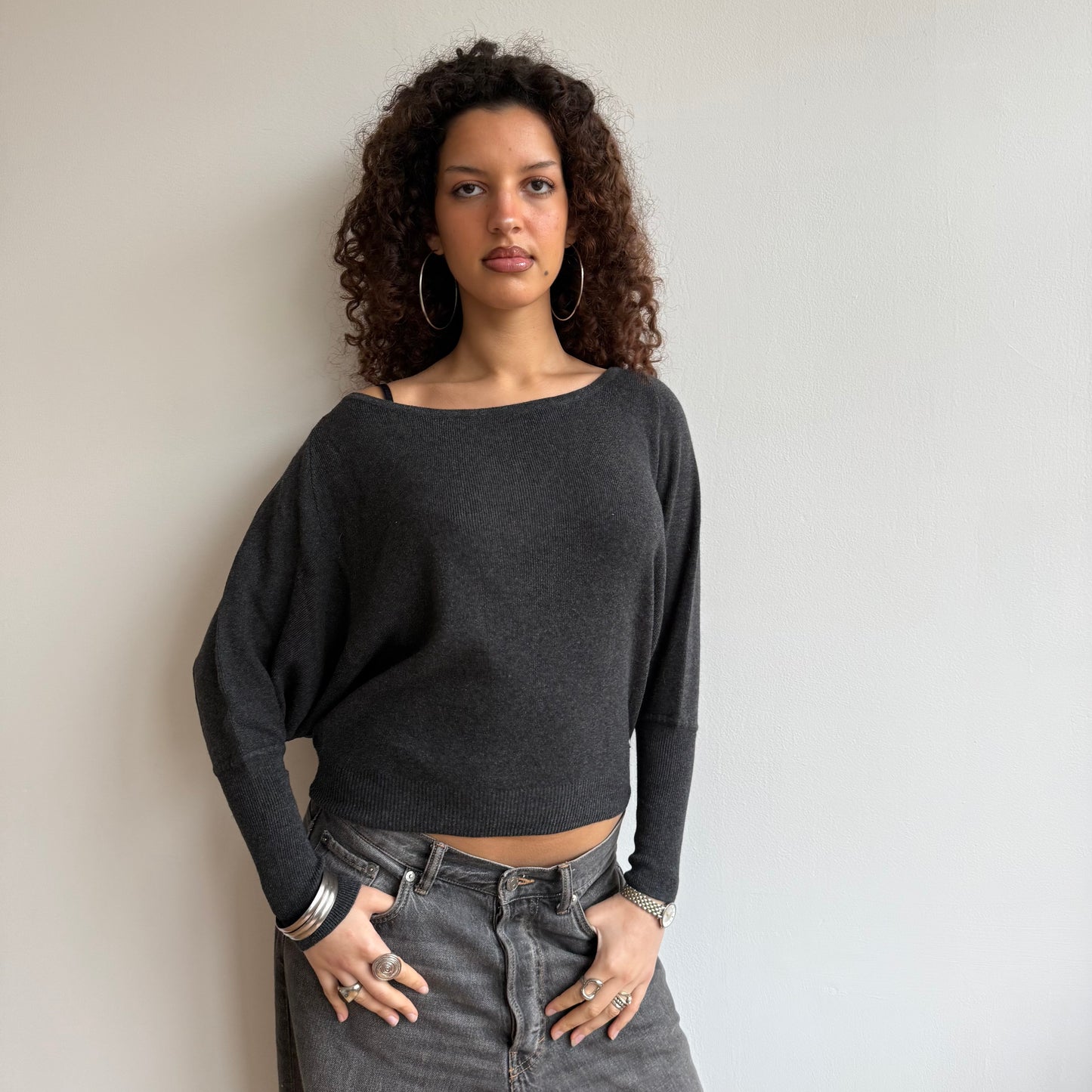 Grey batwing knit - Size S