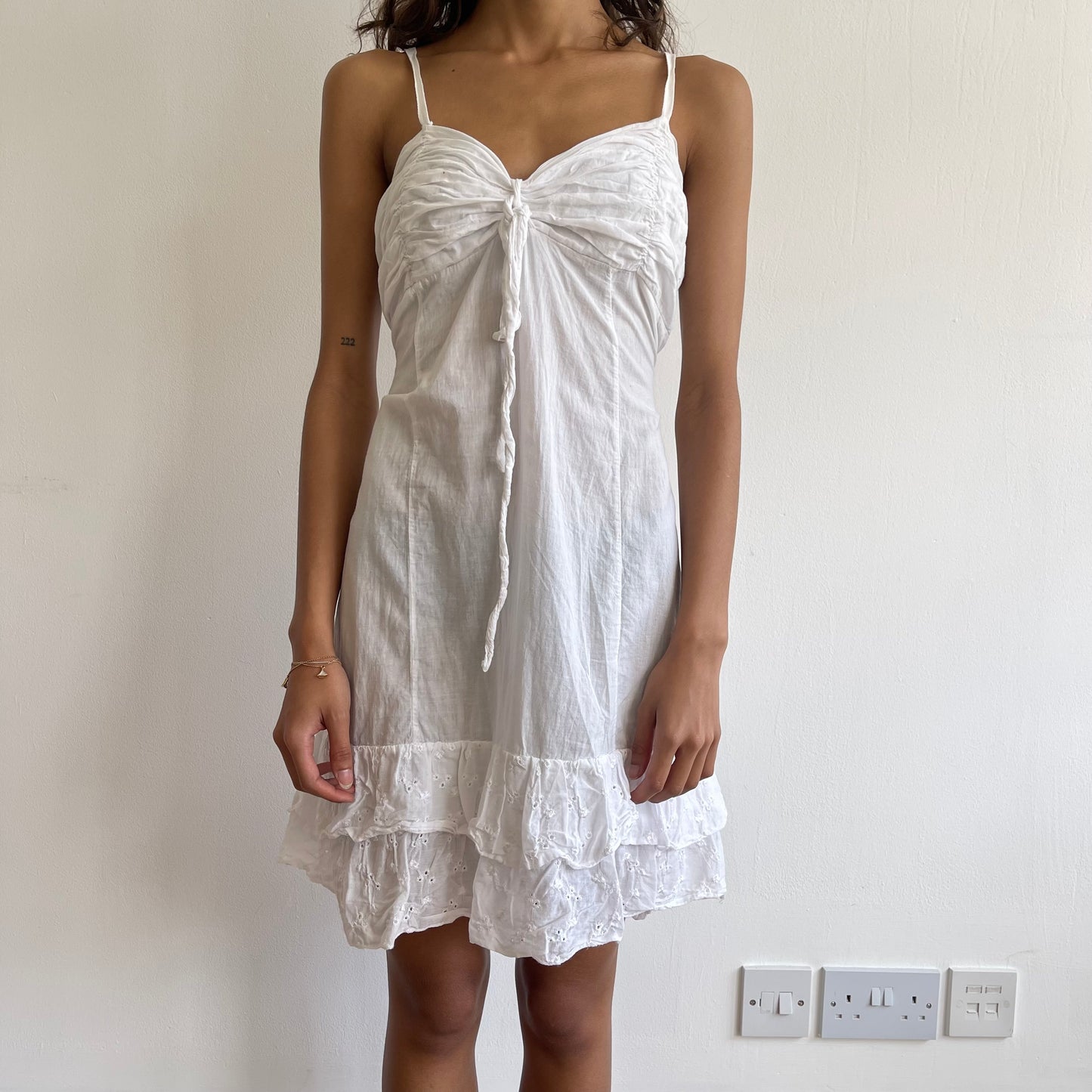 White broderie mini dress - Size S