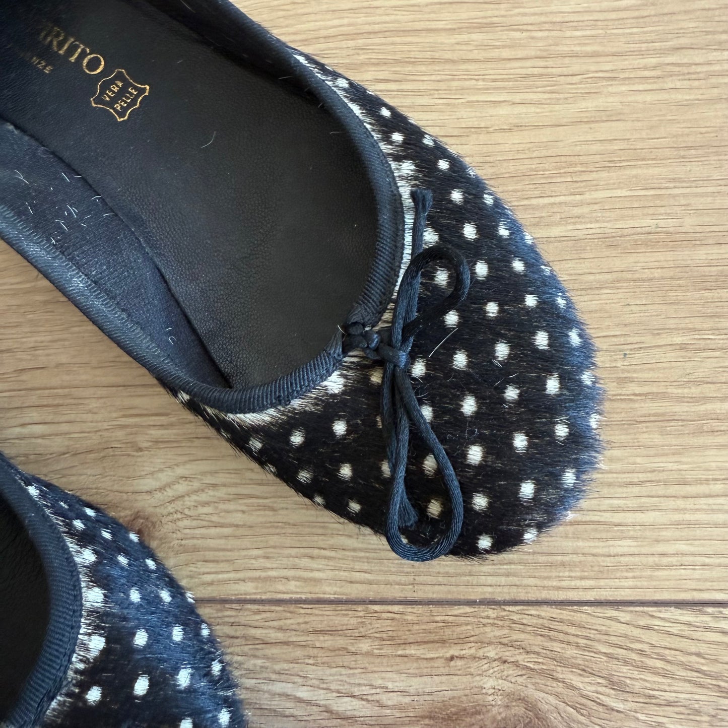 Polka dot pony hair ballet flats - Size 40