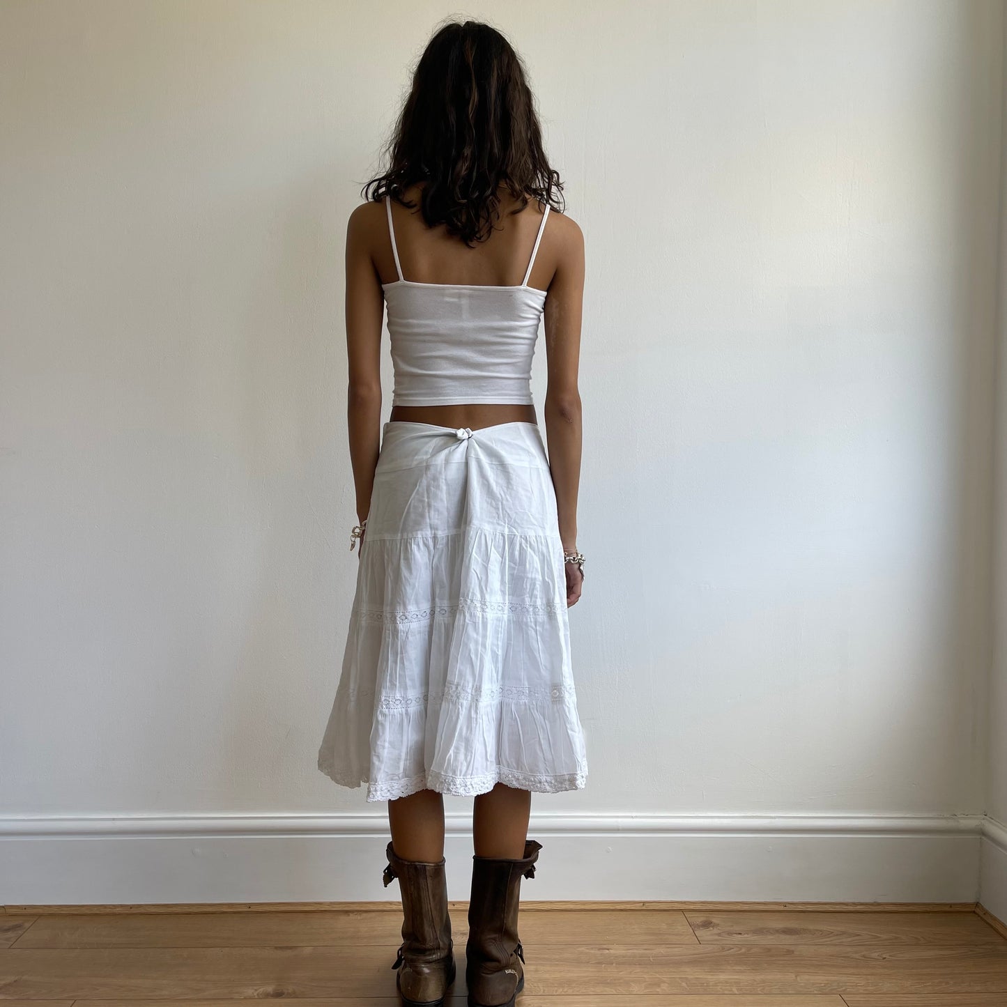 White broderie anglaise midi skirt - Size S