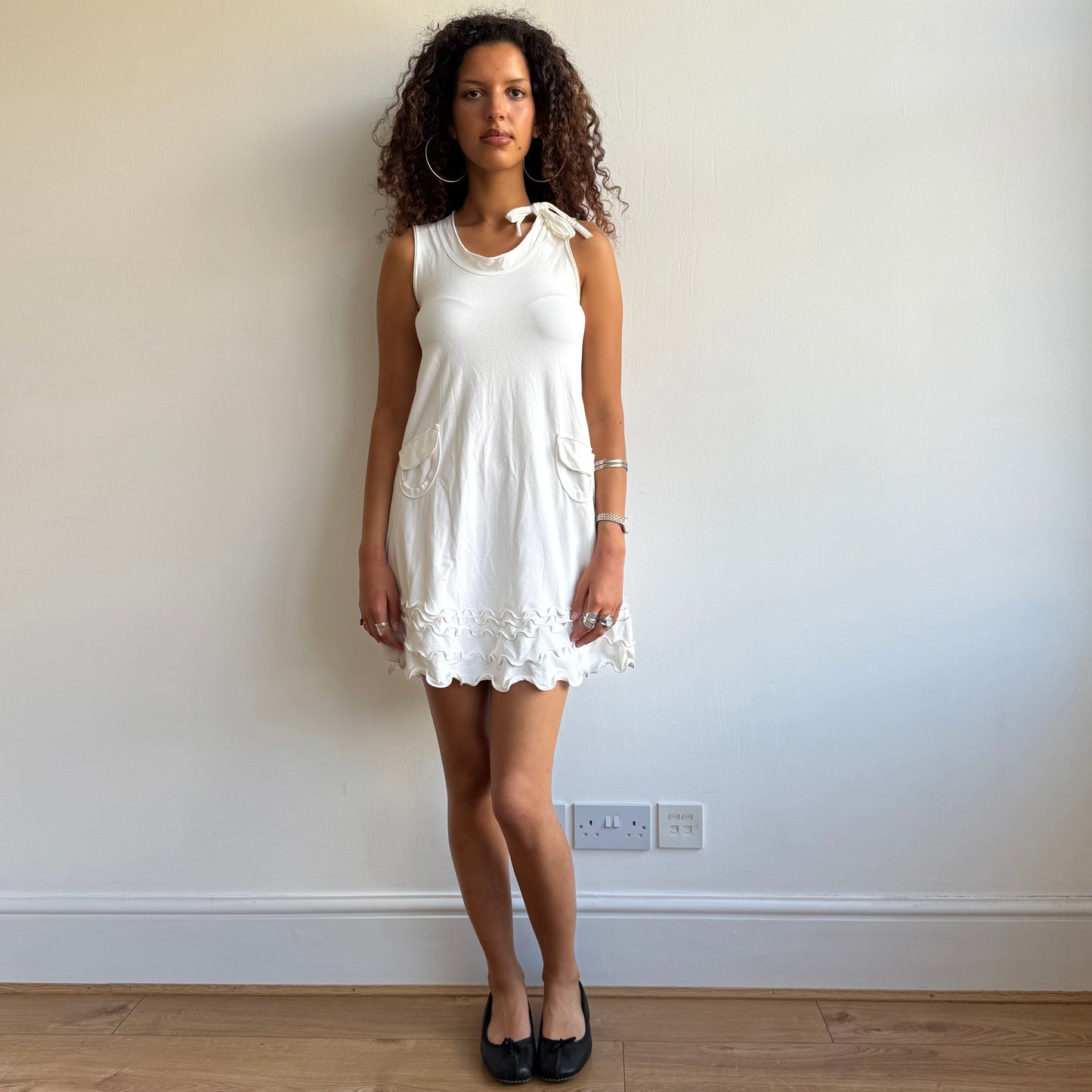 Cop Copine white ruffle dress - Size S