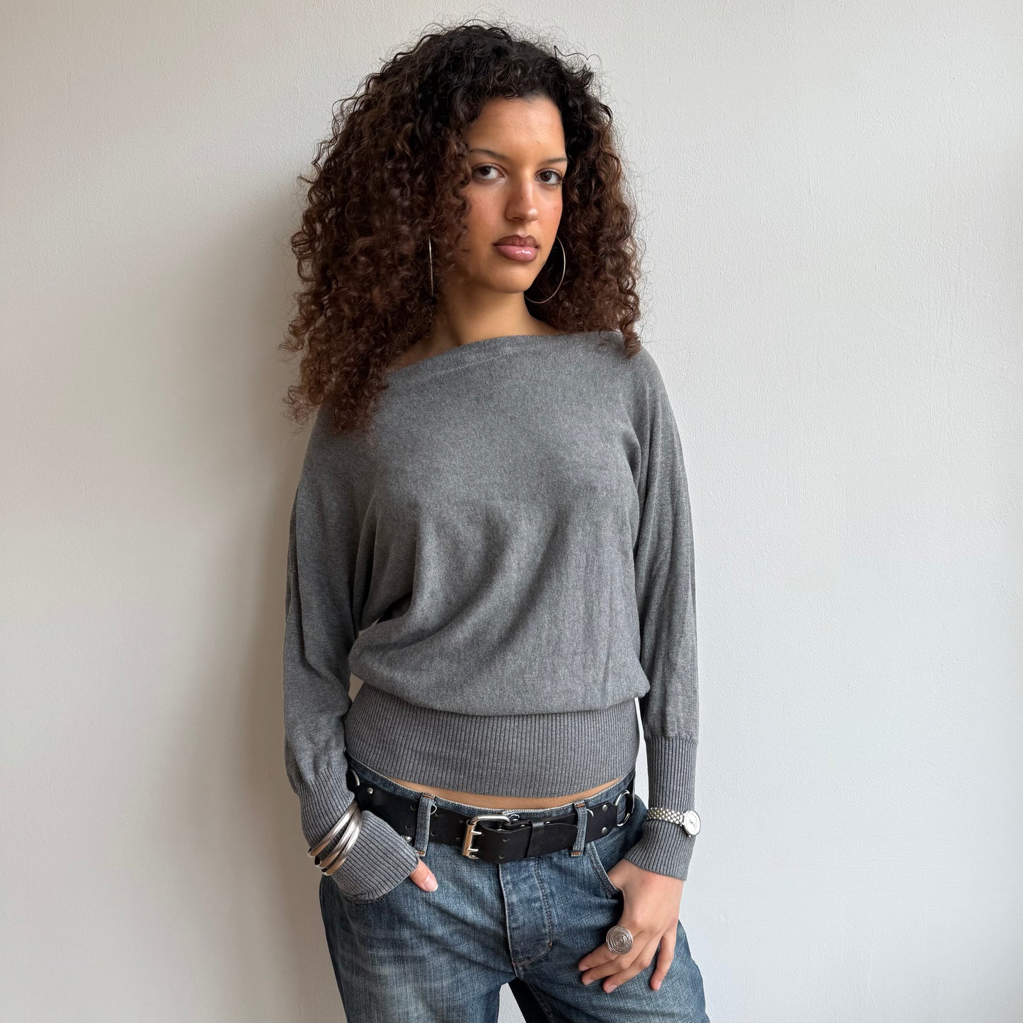 Grey slouchy knit jumper - Size S