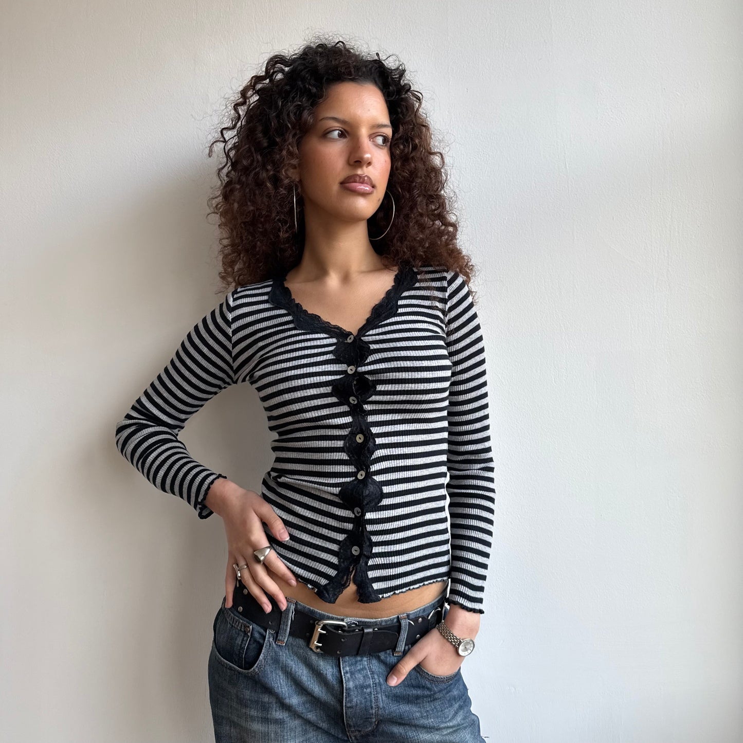 Grey striped cardigan - Size S