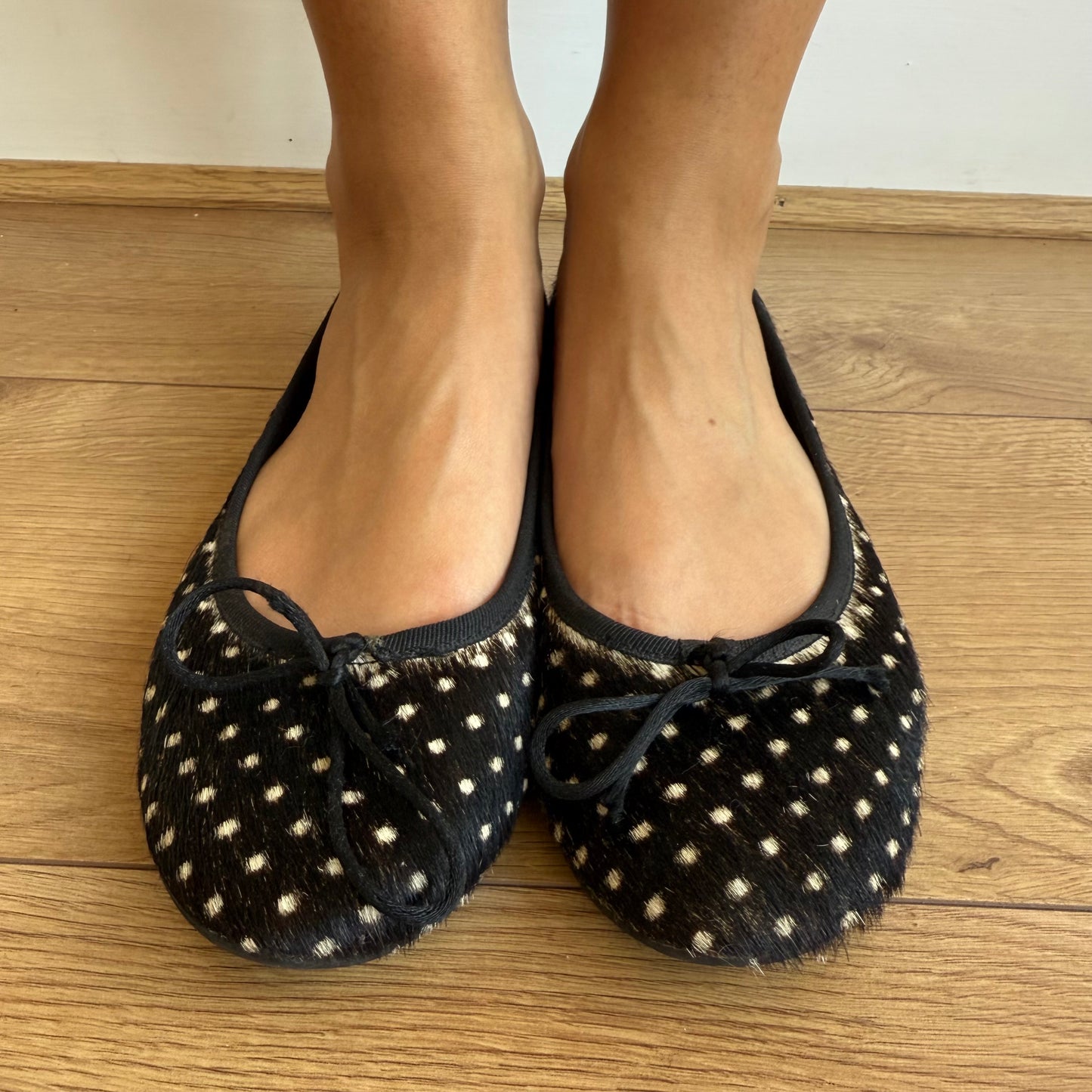 Polka dot pony hair ballet flats - Size 40