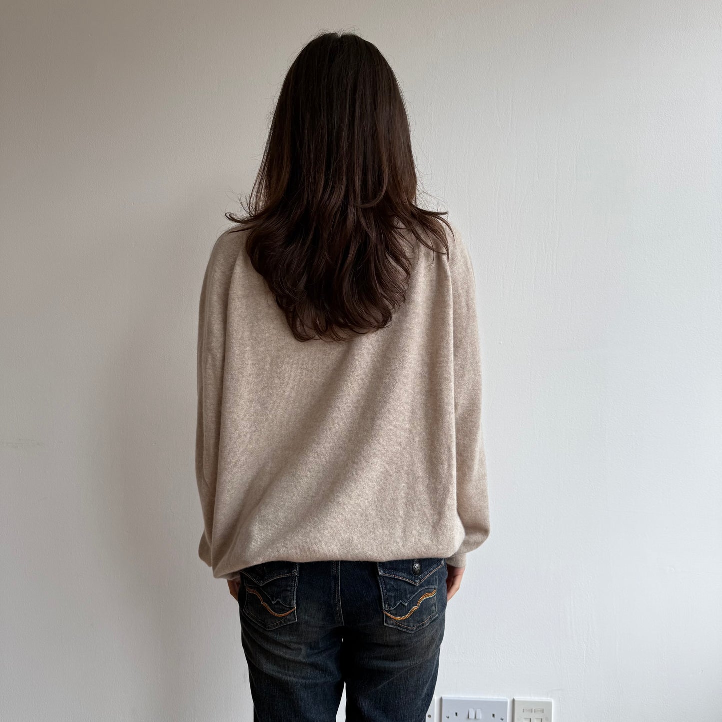 Oatmeal cashmere polo knit - Size M