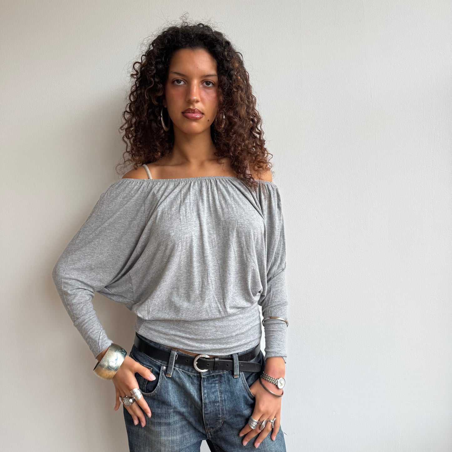 Grey slouchy top - Size M
