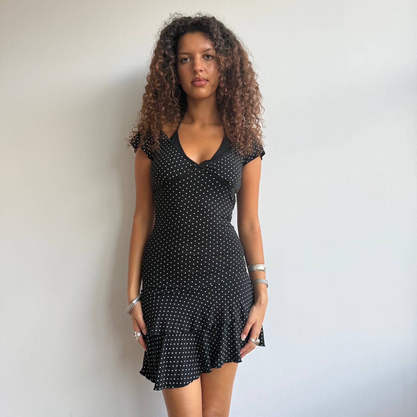 Polka dot milkmaid dress - Size S