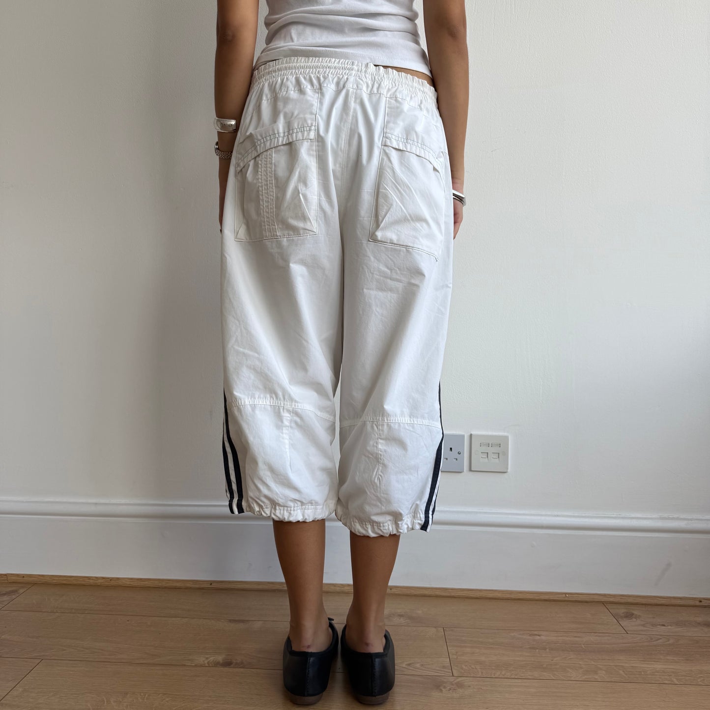 White Adidas logo capris - Size L