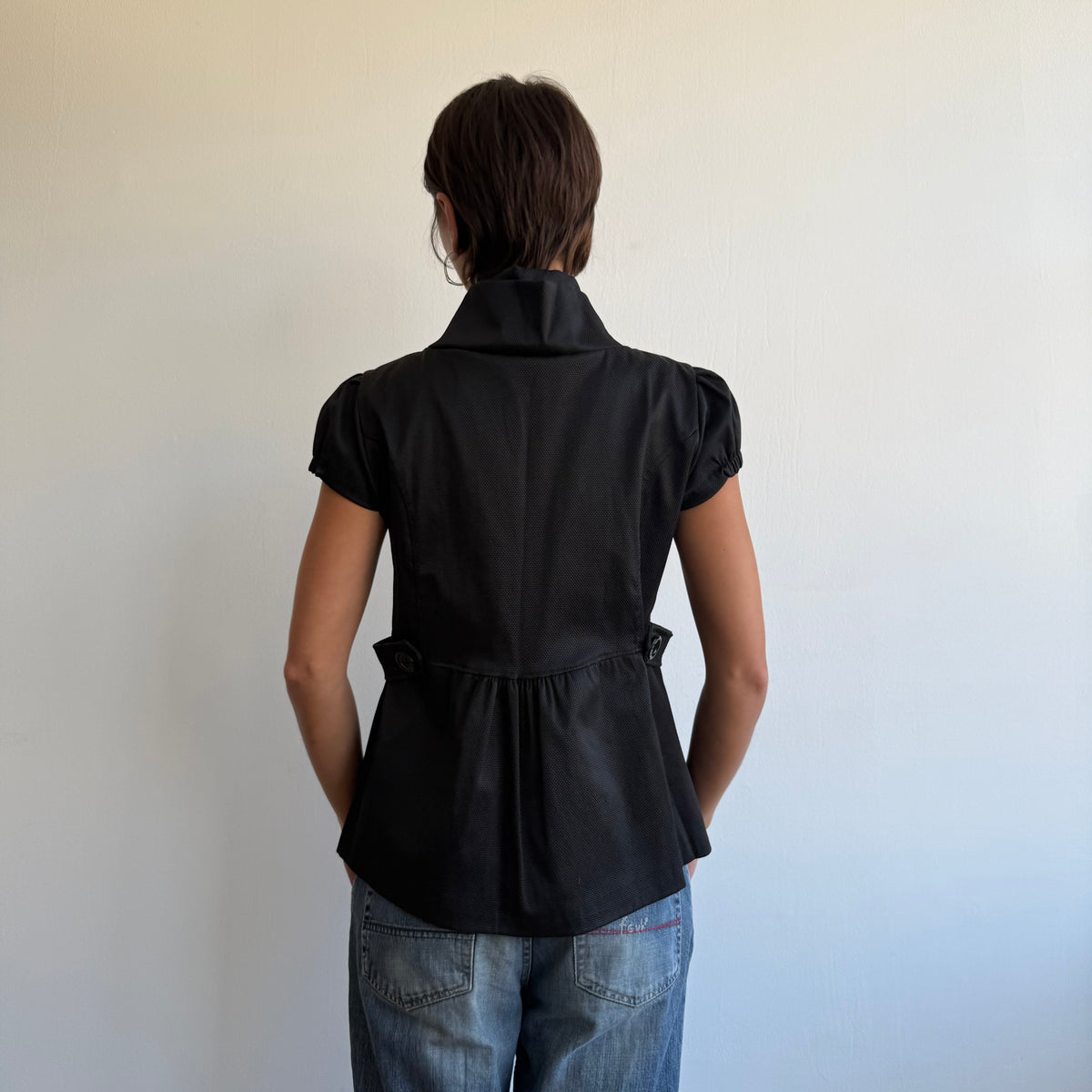 Black double breasted peacoat - Size L