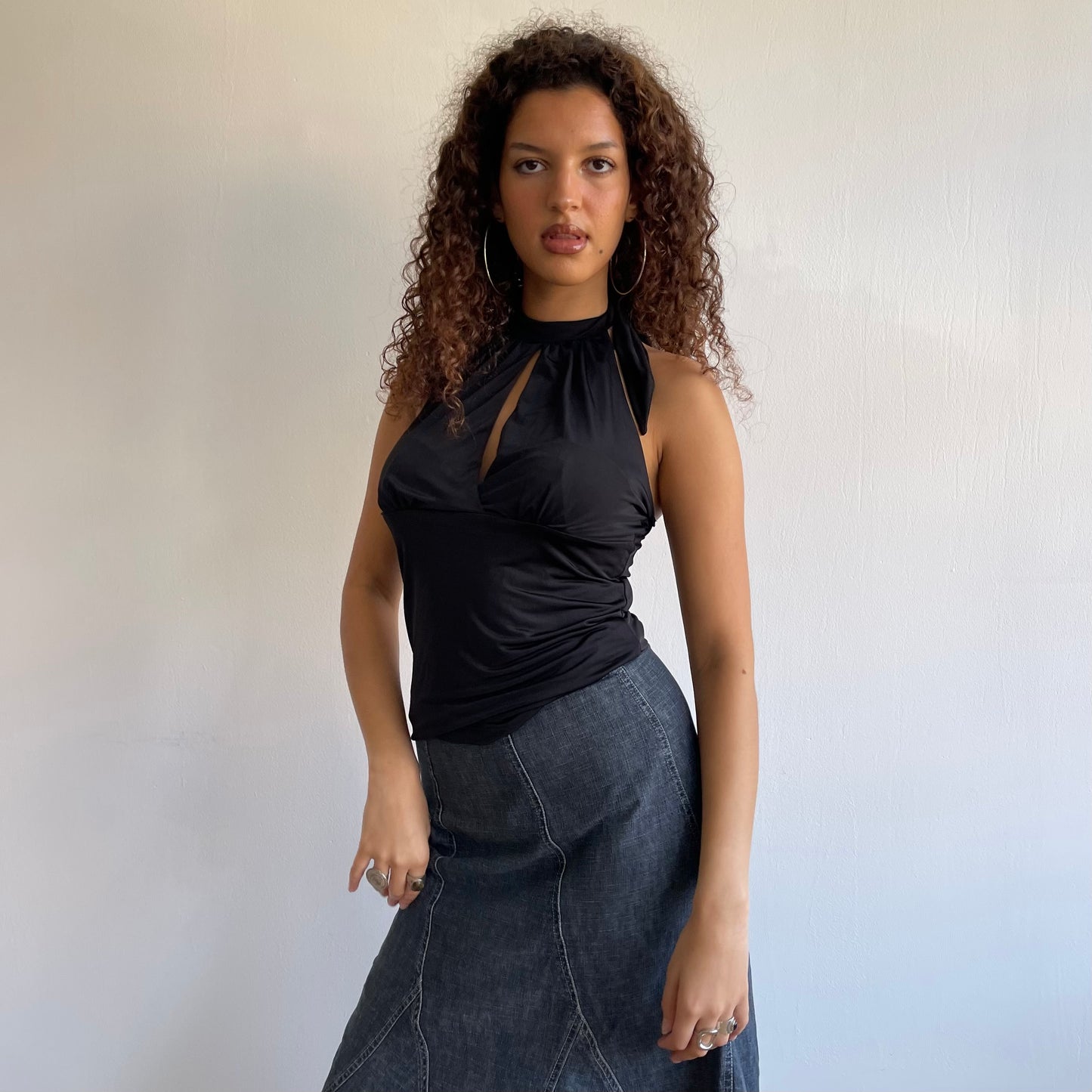 Black keyhole halterneck - Size S