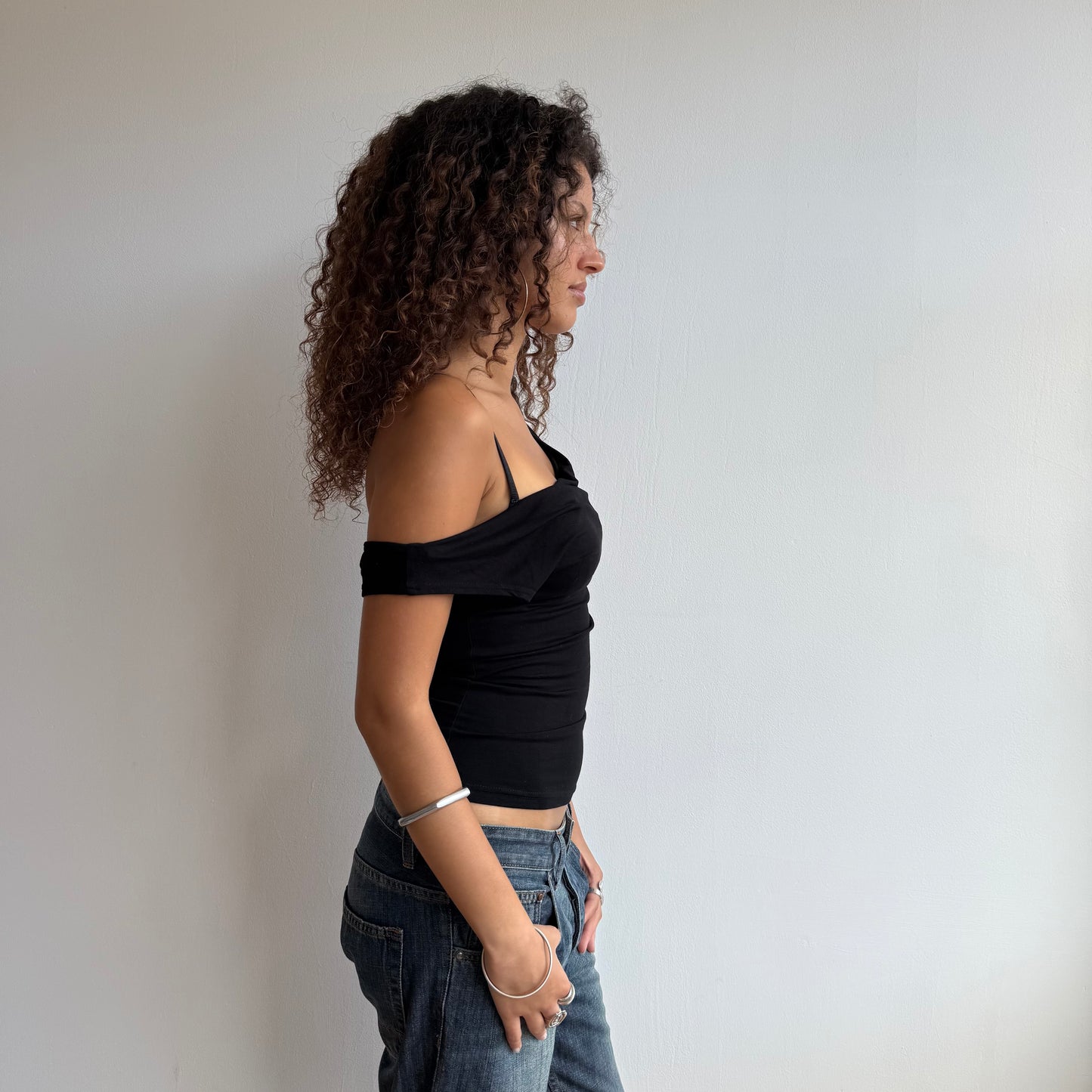 Black stretchy 3-way top - Size S