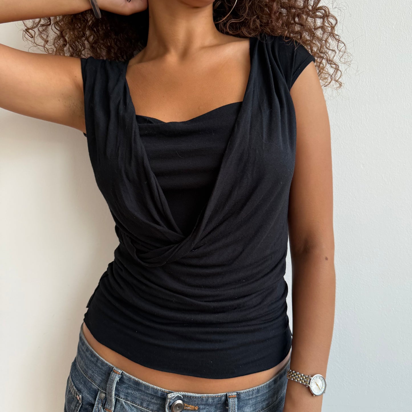 Black cowl front top - Size M