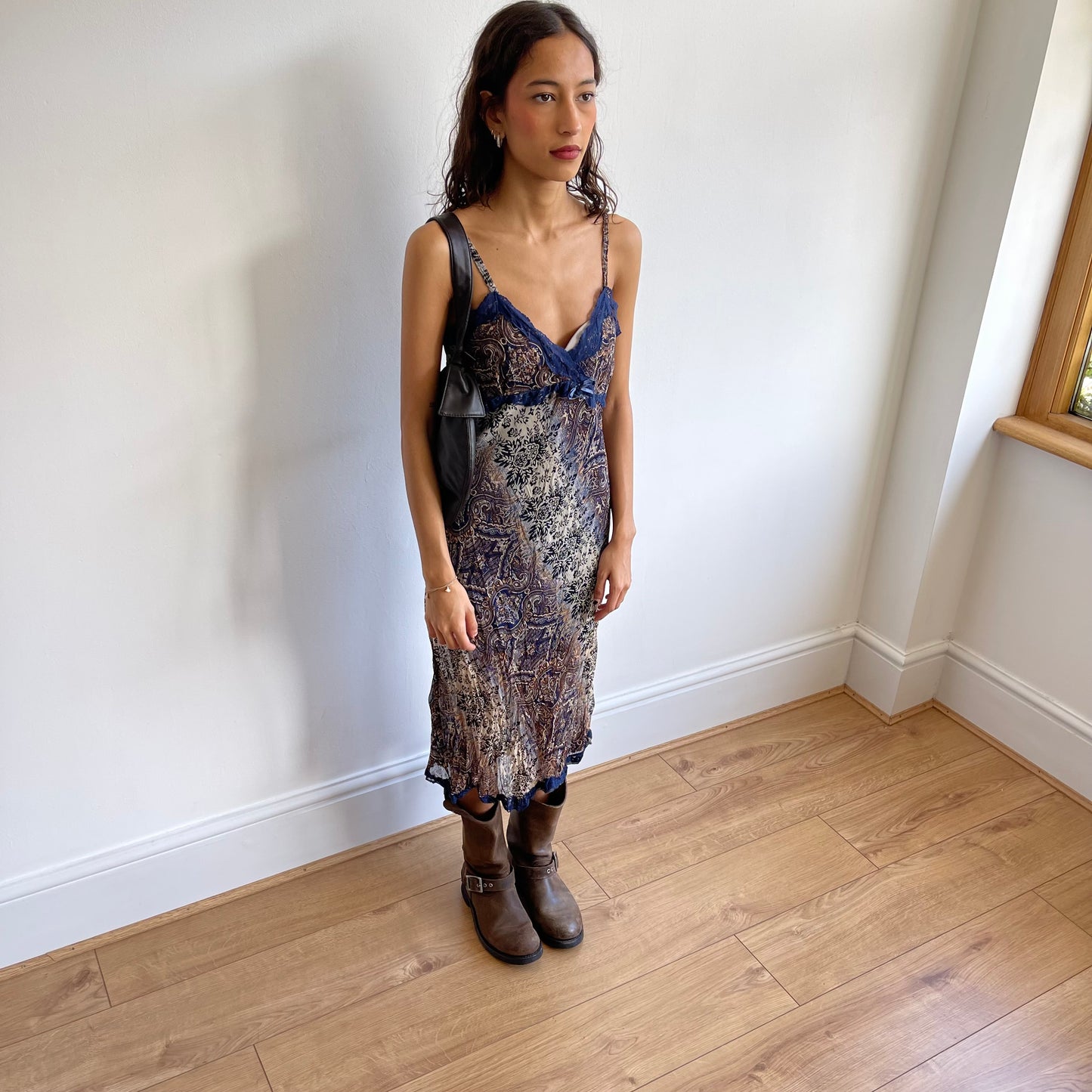 Blue paisley midi dress - Size S