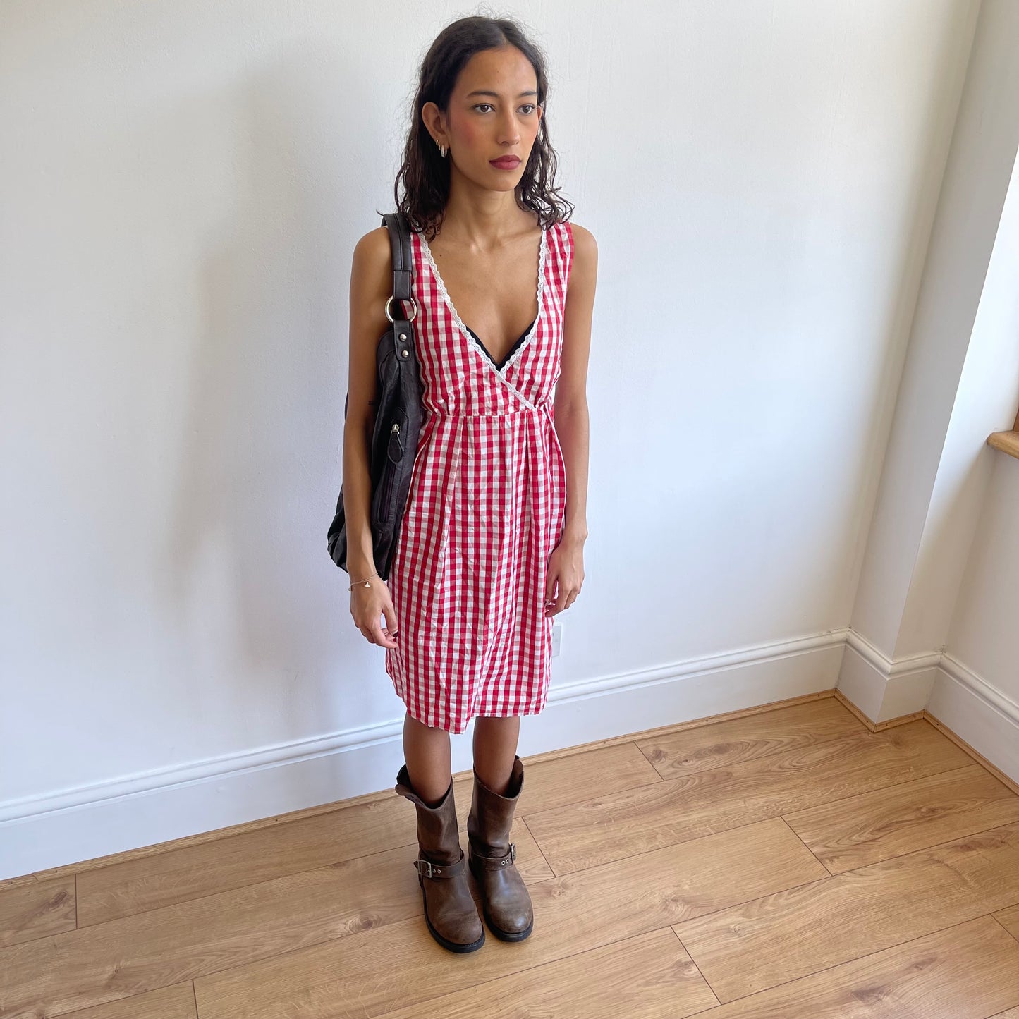 Red gingham dress - Size S/M