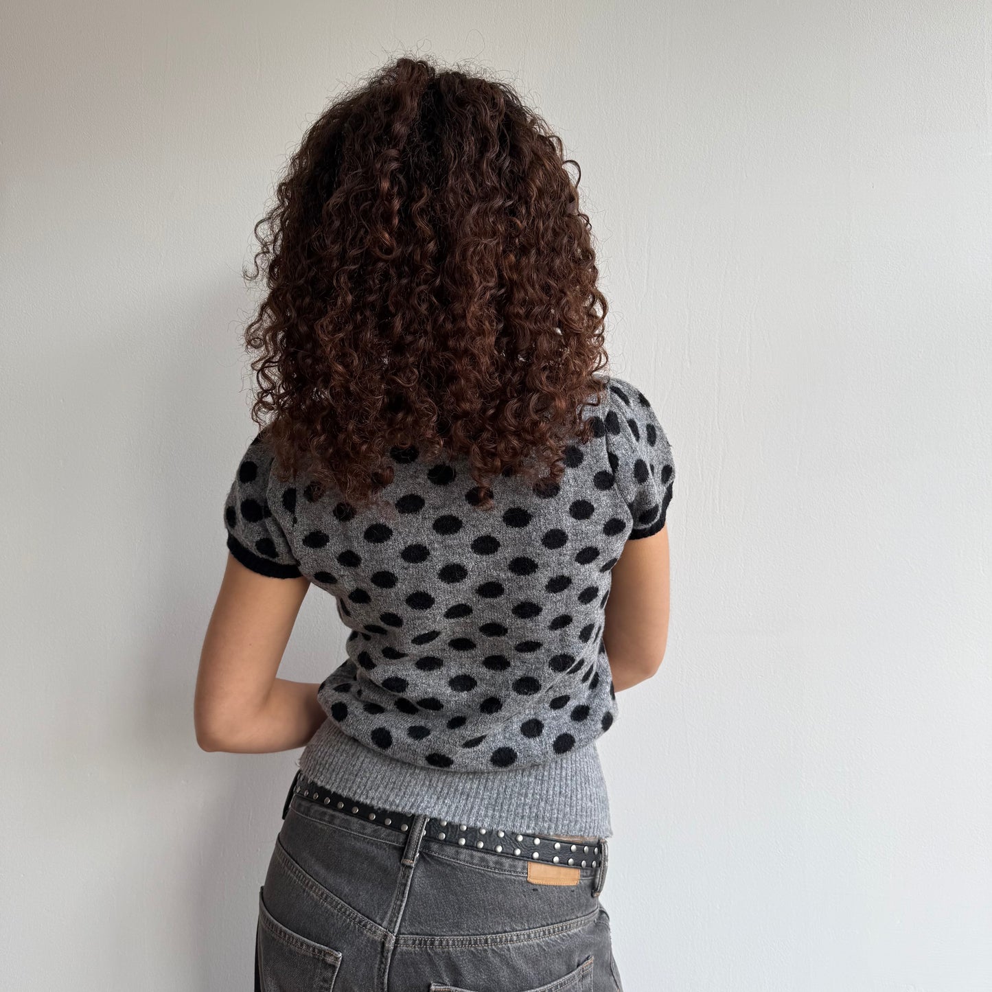 Grey polka dot knit - Size S + S/M