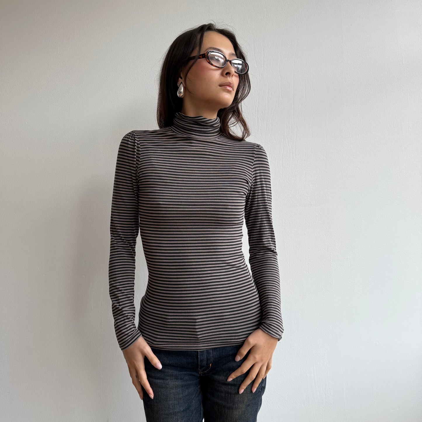 Brown striped roll neck - Size S