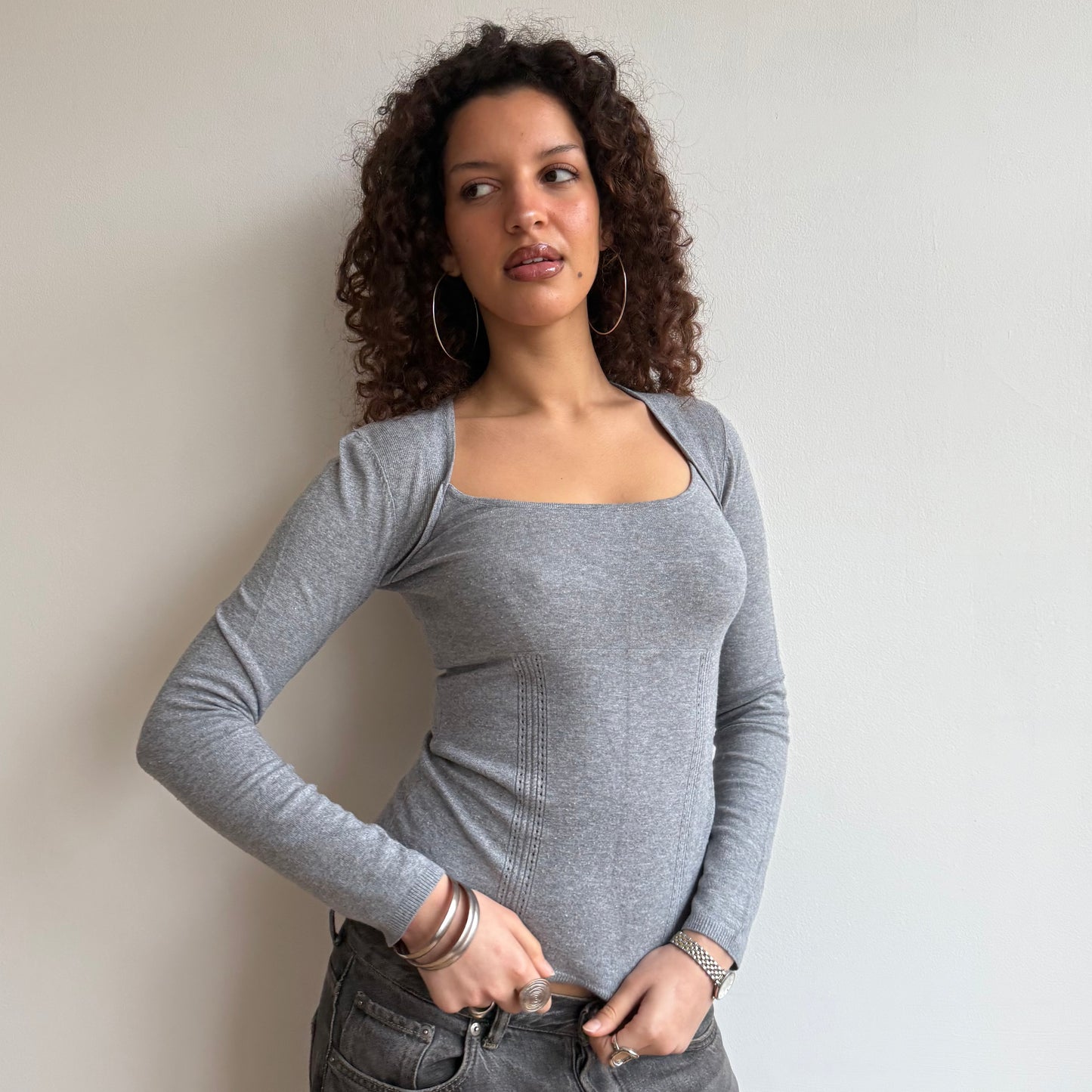 Grey long sleeve knit - Size S