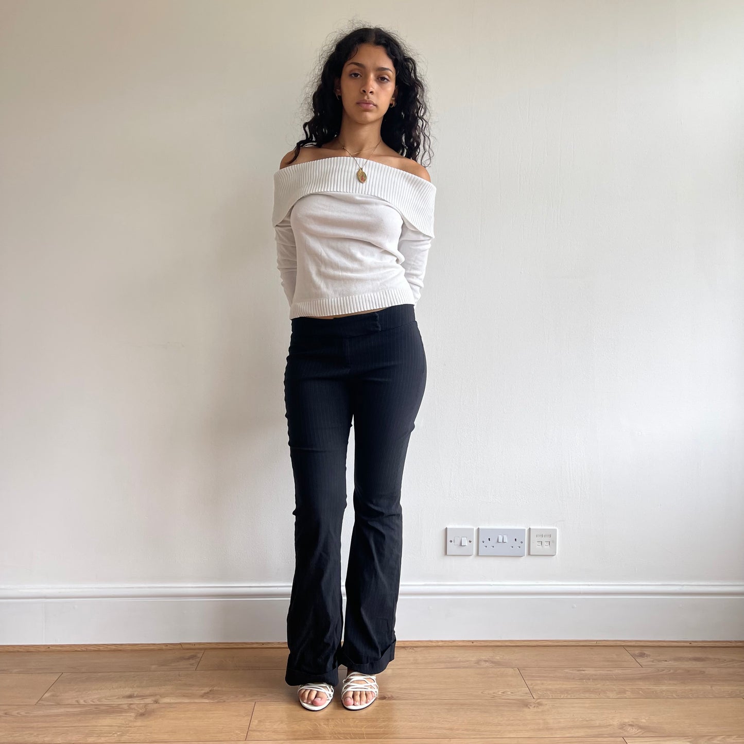 Black pinstripe trousers - Size XS
