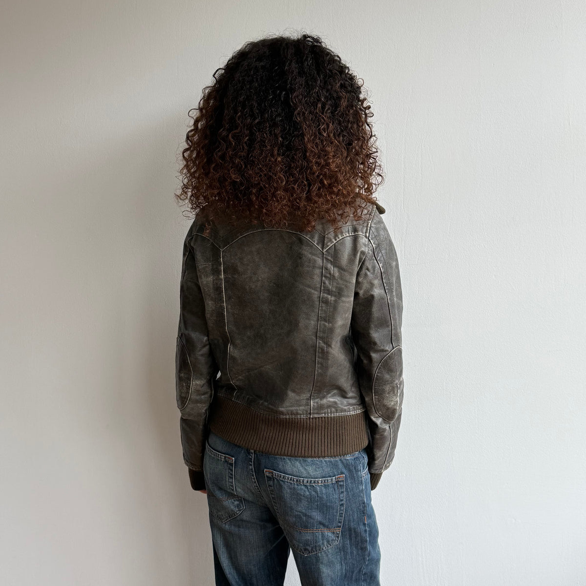 Brown asymmetric aviator bomber - Size L
