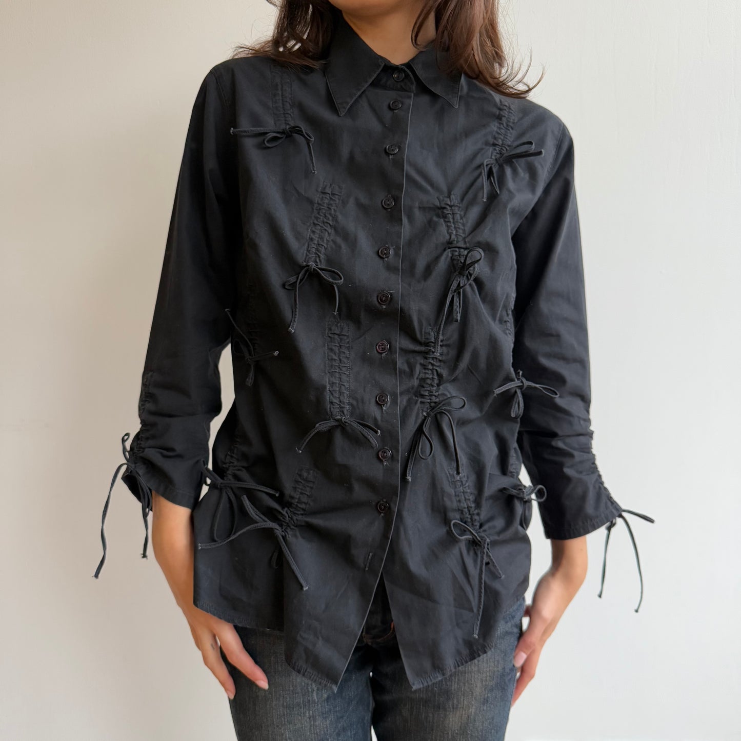 Black bow shirt - Size M