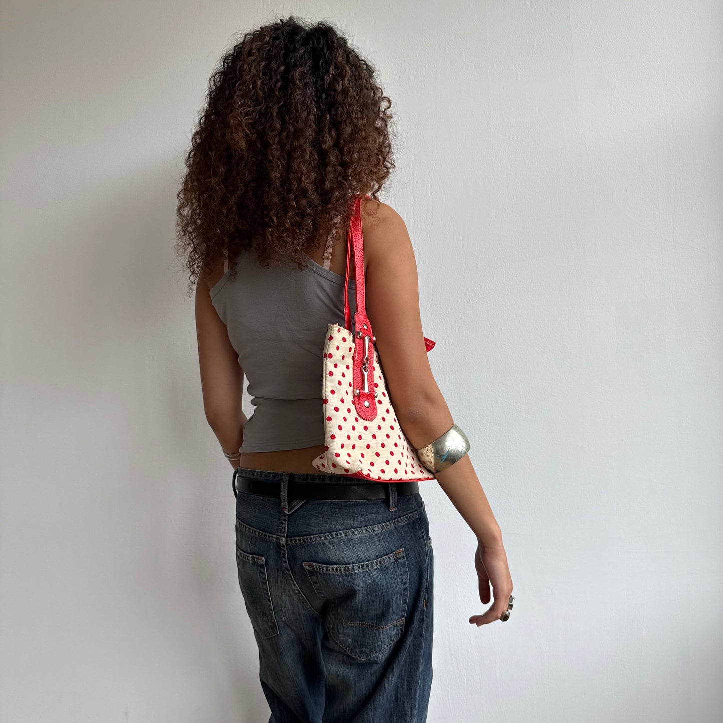 Red polka dot bag