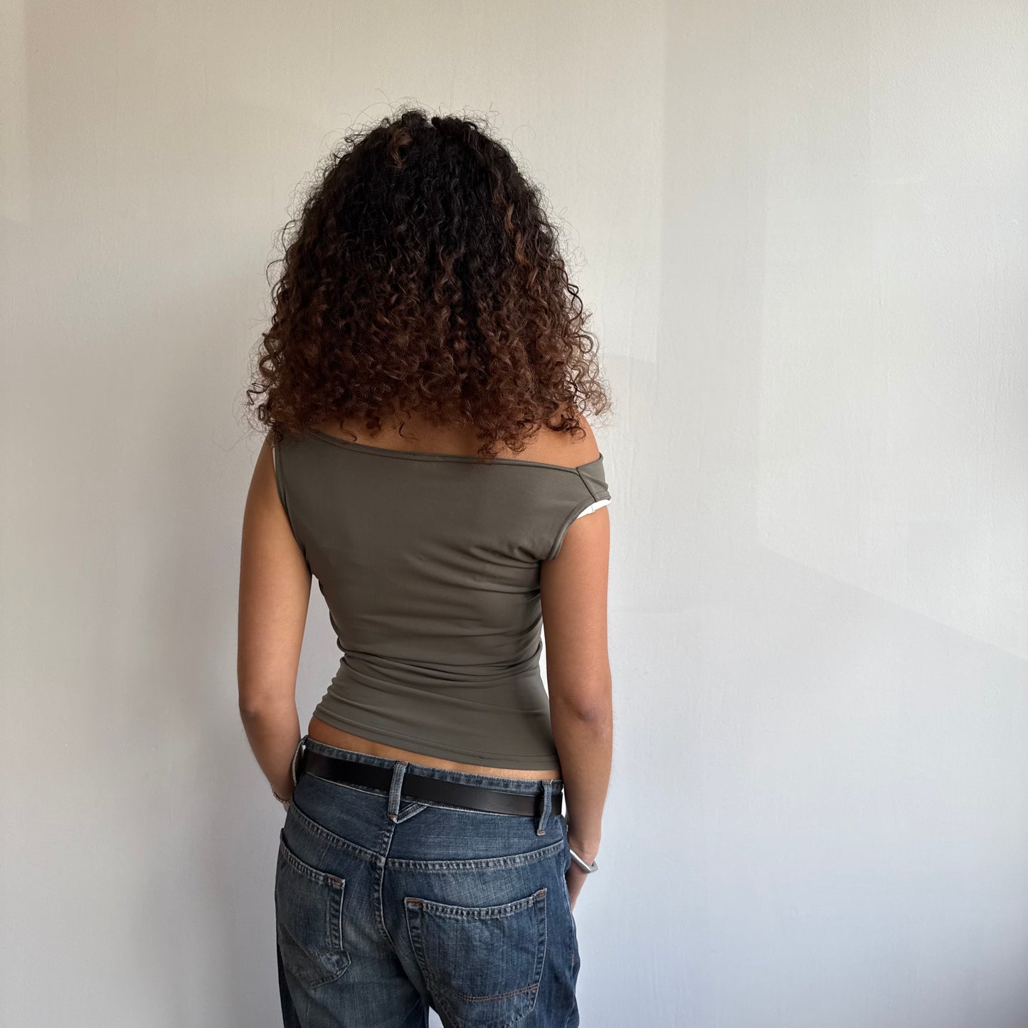 Khaki slouchy top - Size S