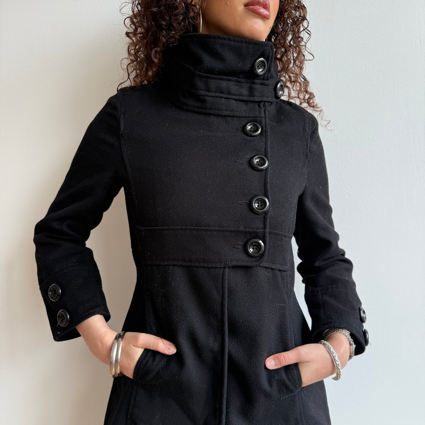 Black button trench - Size XS