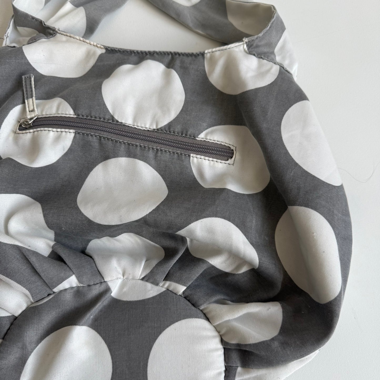 Grey polka dot bag