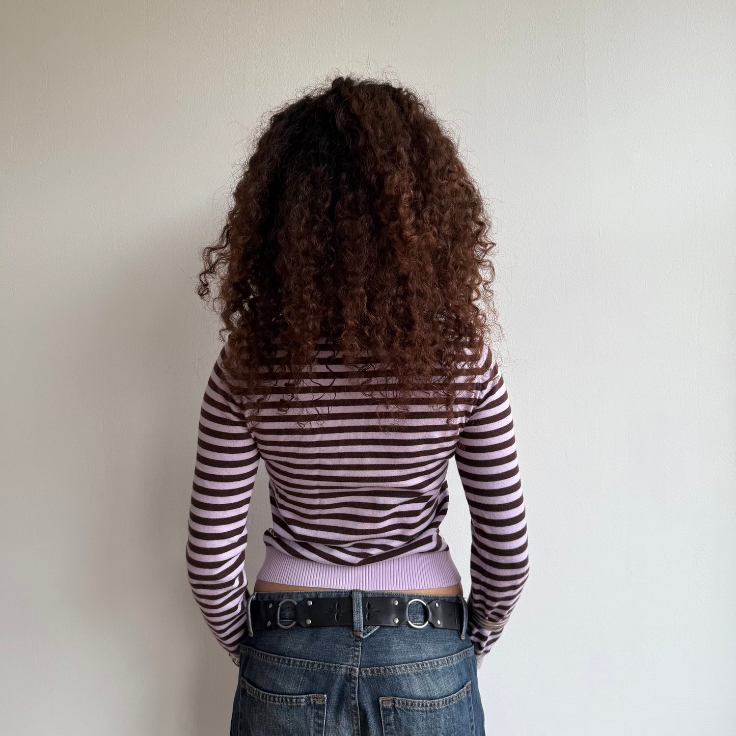 Pink striped zip knit - Size S