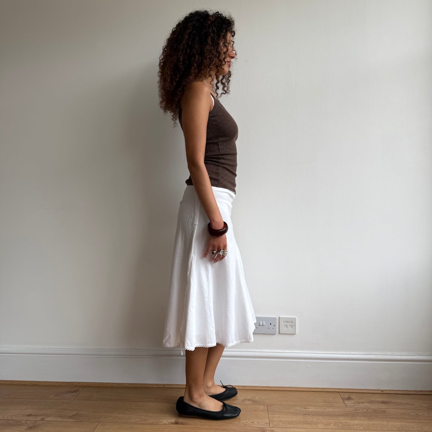 White linen ruched skirt - Size S/M