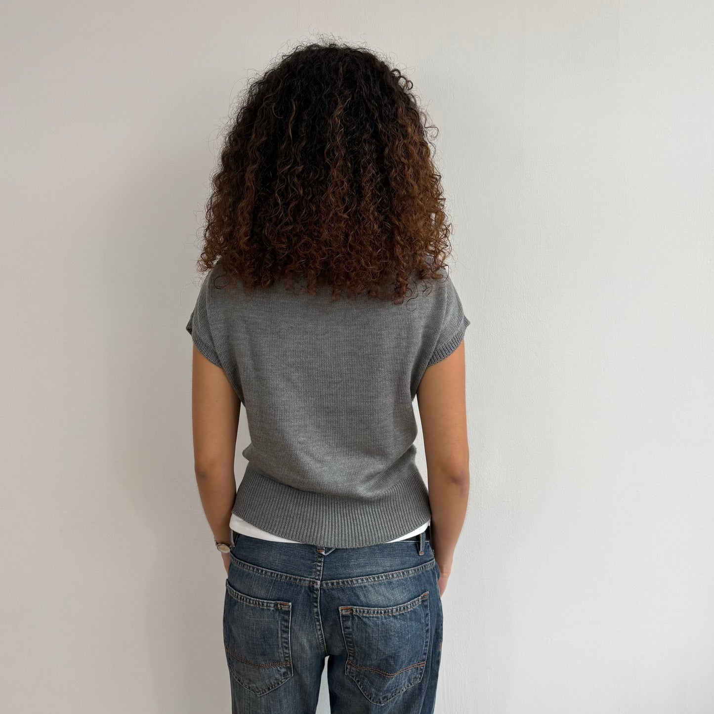 Grey button short sleeve knit - Size S