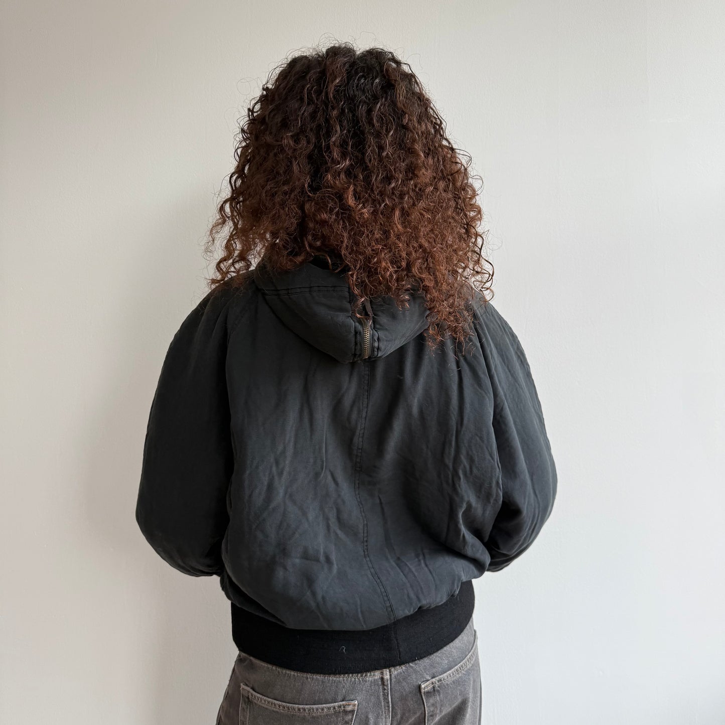 Black silk bomber jacket - Size M