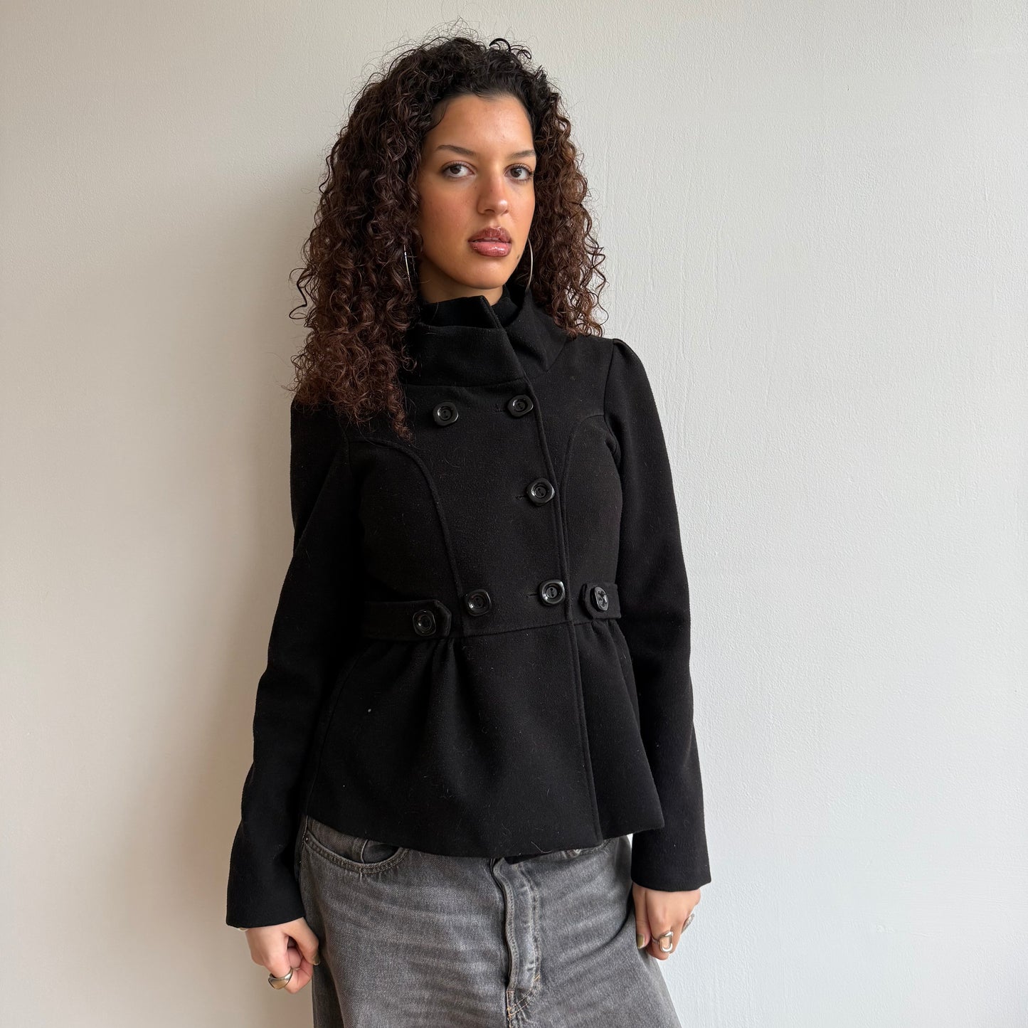 Black button peacoat - Size S