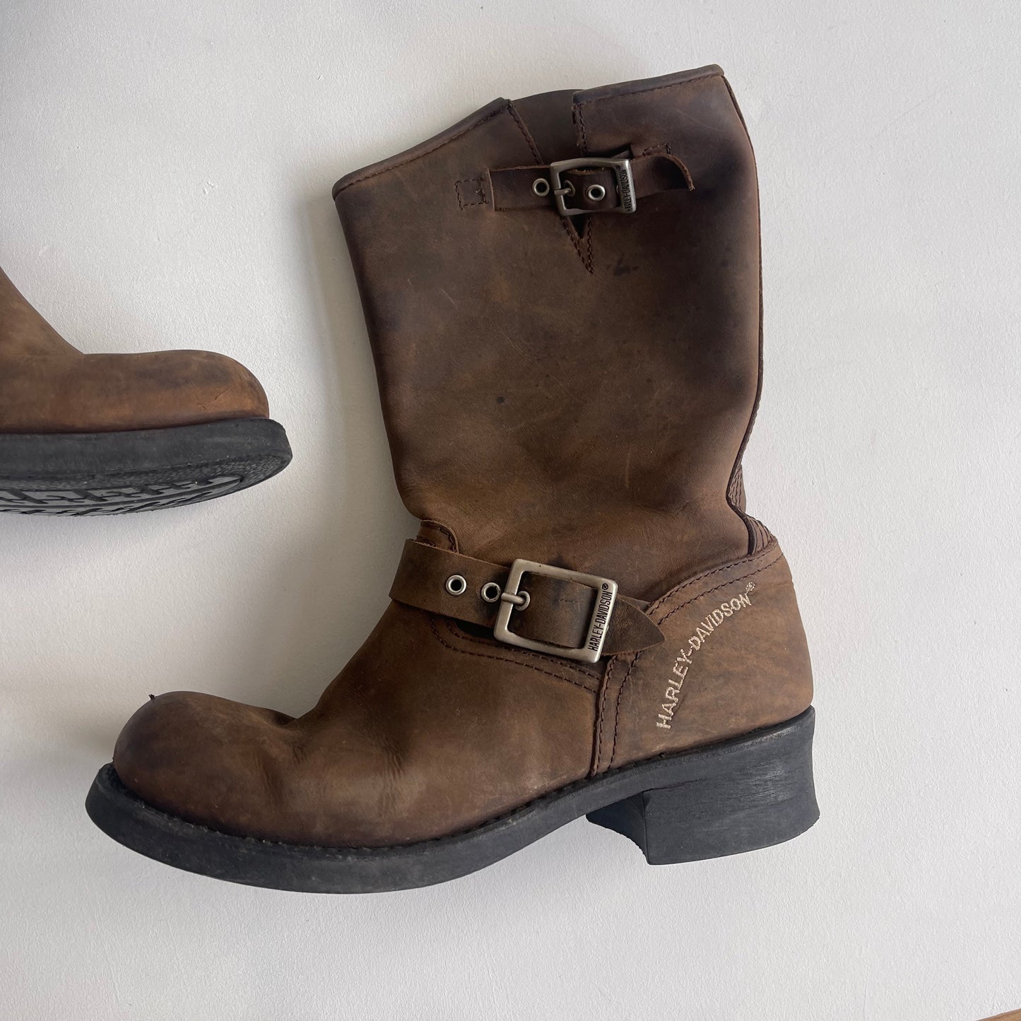 Brown Harley Davidson boots - Size UK5 (Pair 1)
