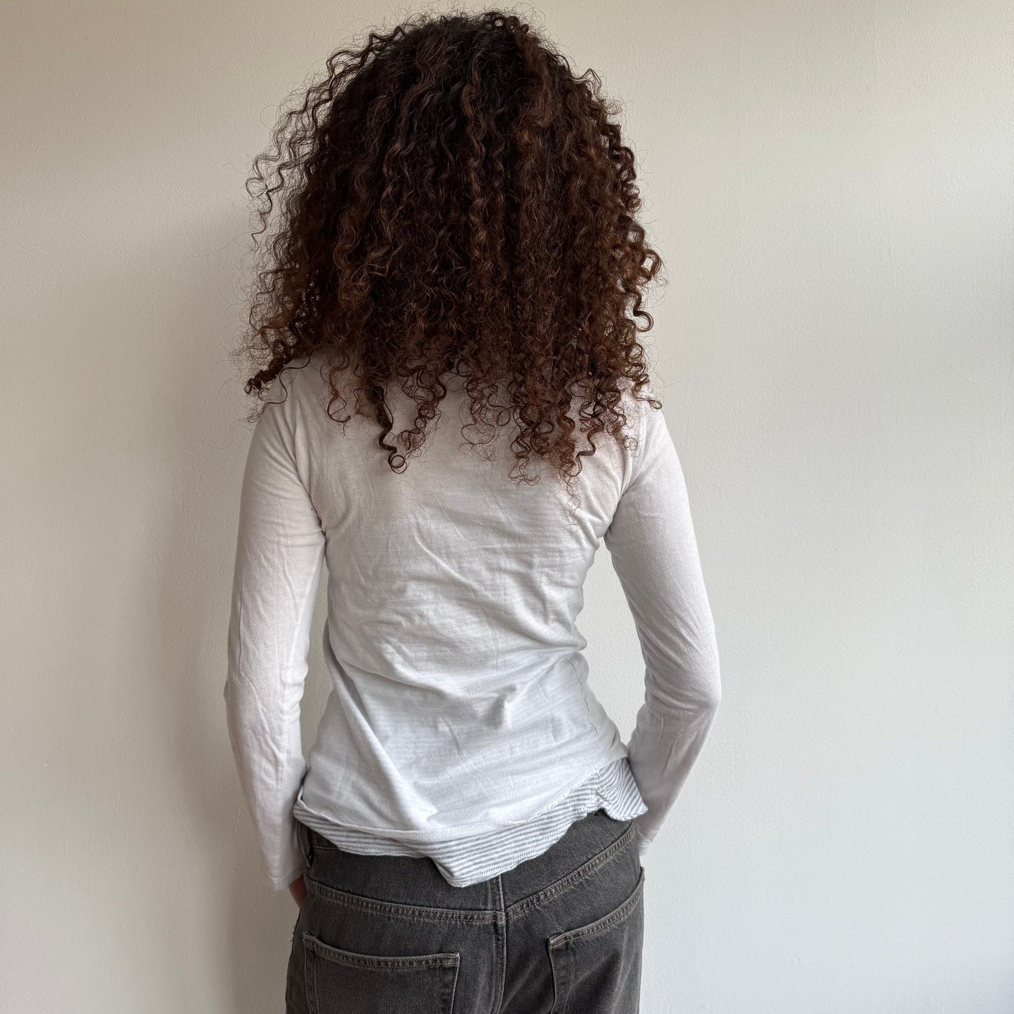 White + grey double layer top - Size M