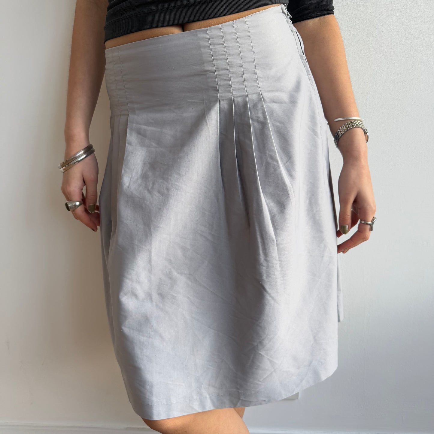 Grey pleat midi skirt - Size S