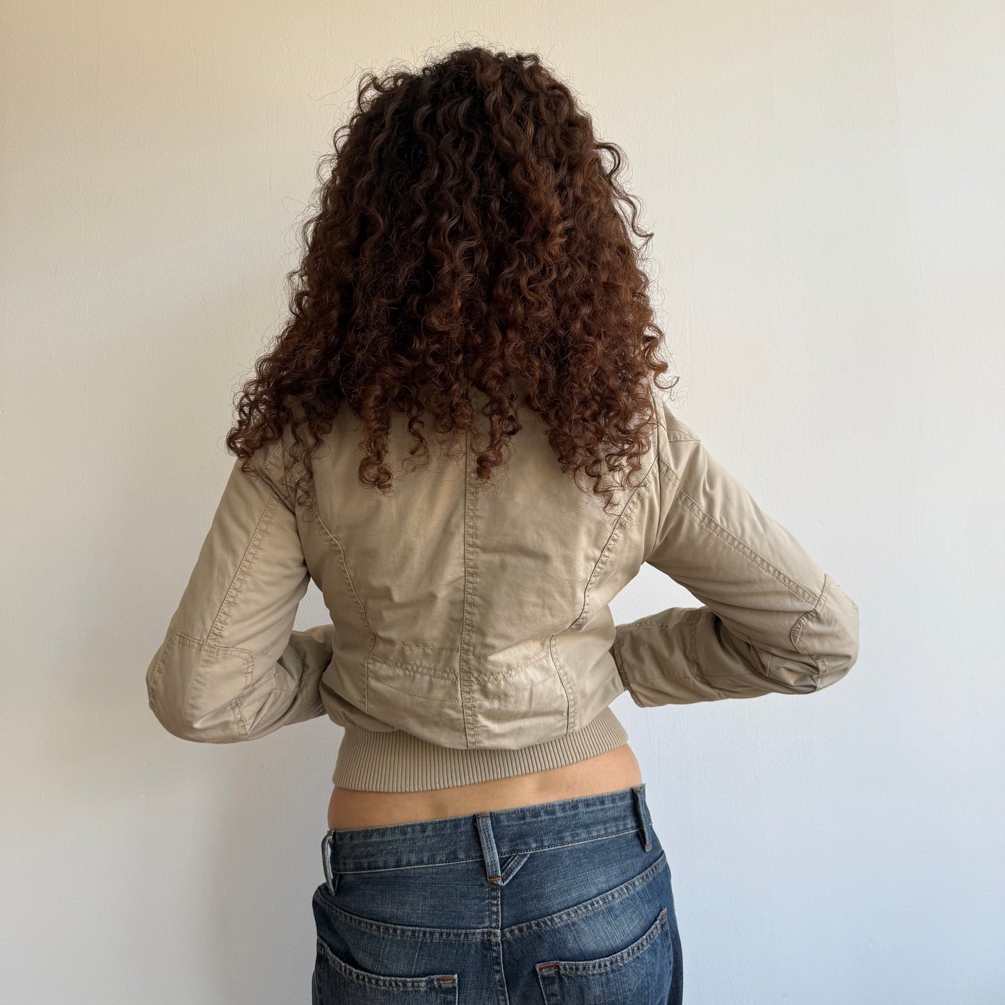Beige cargo bomber jacket - Size S