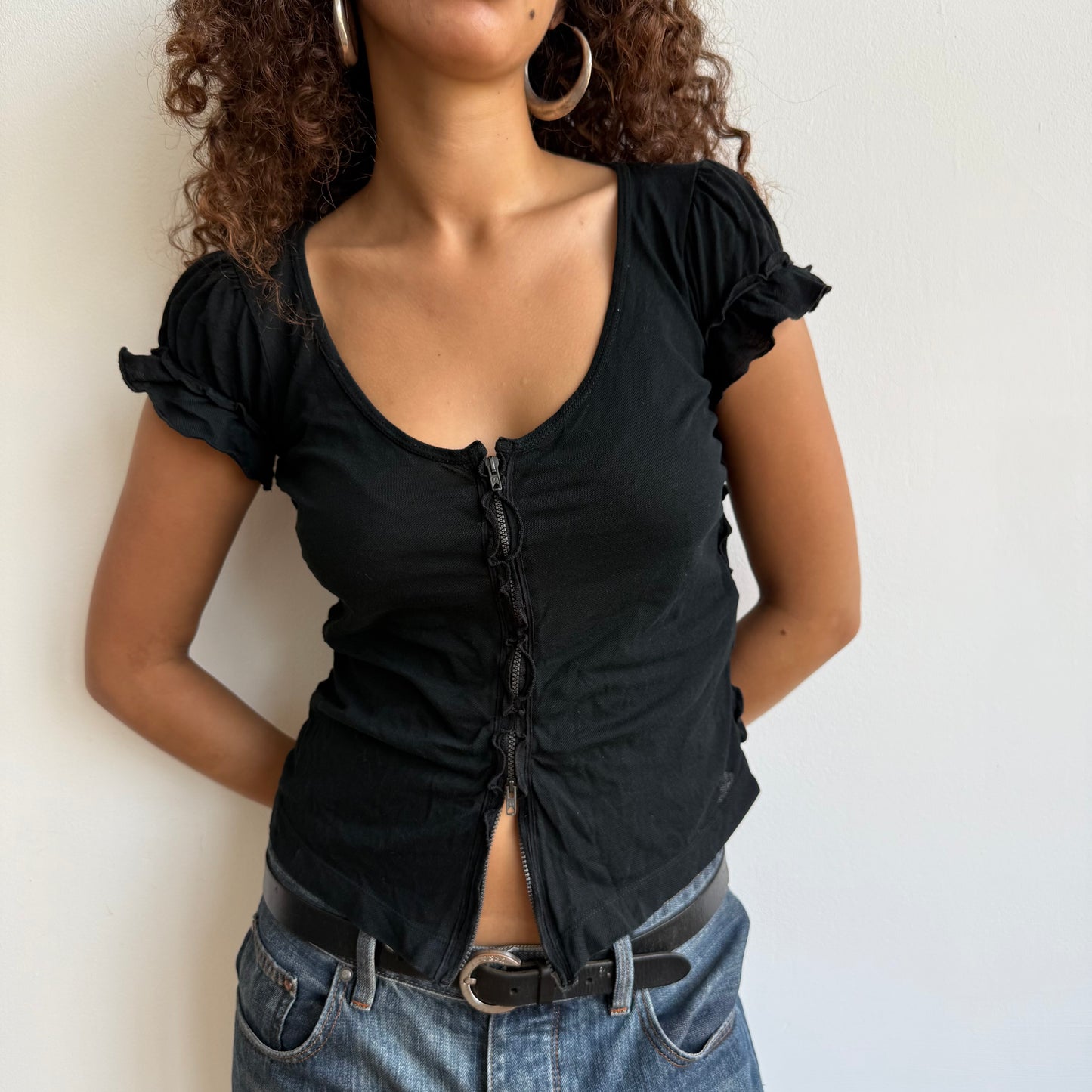 Black Cop Copine ruched top - Size S/M