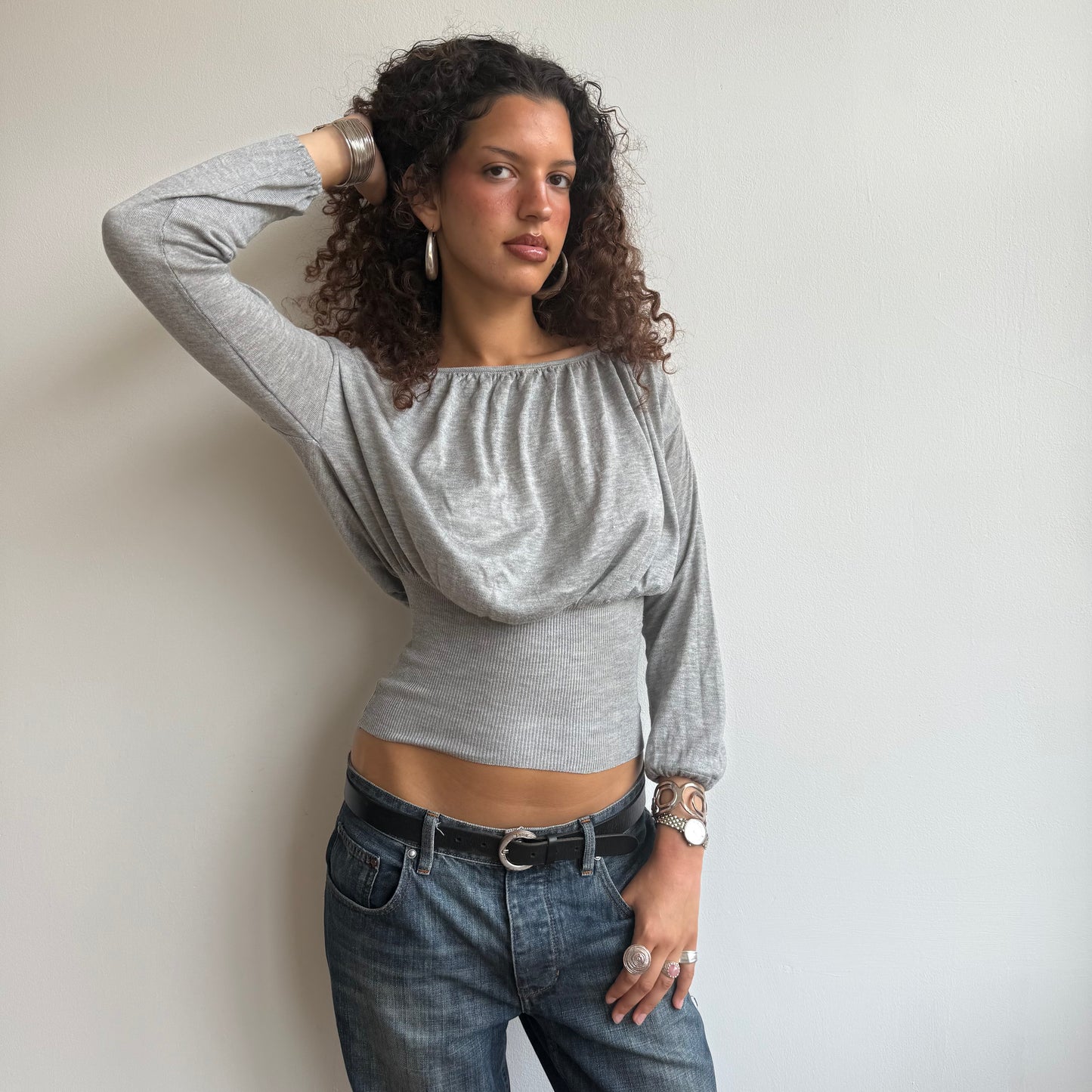 Grey slouchy keyhole knit - Size S