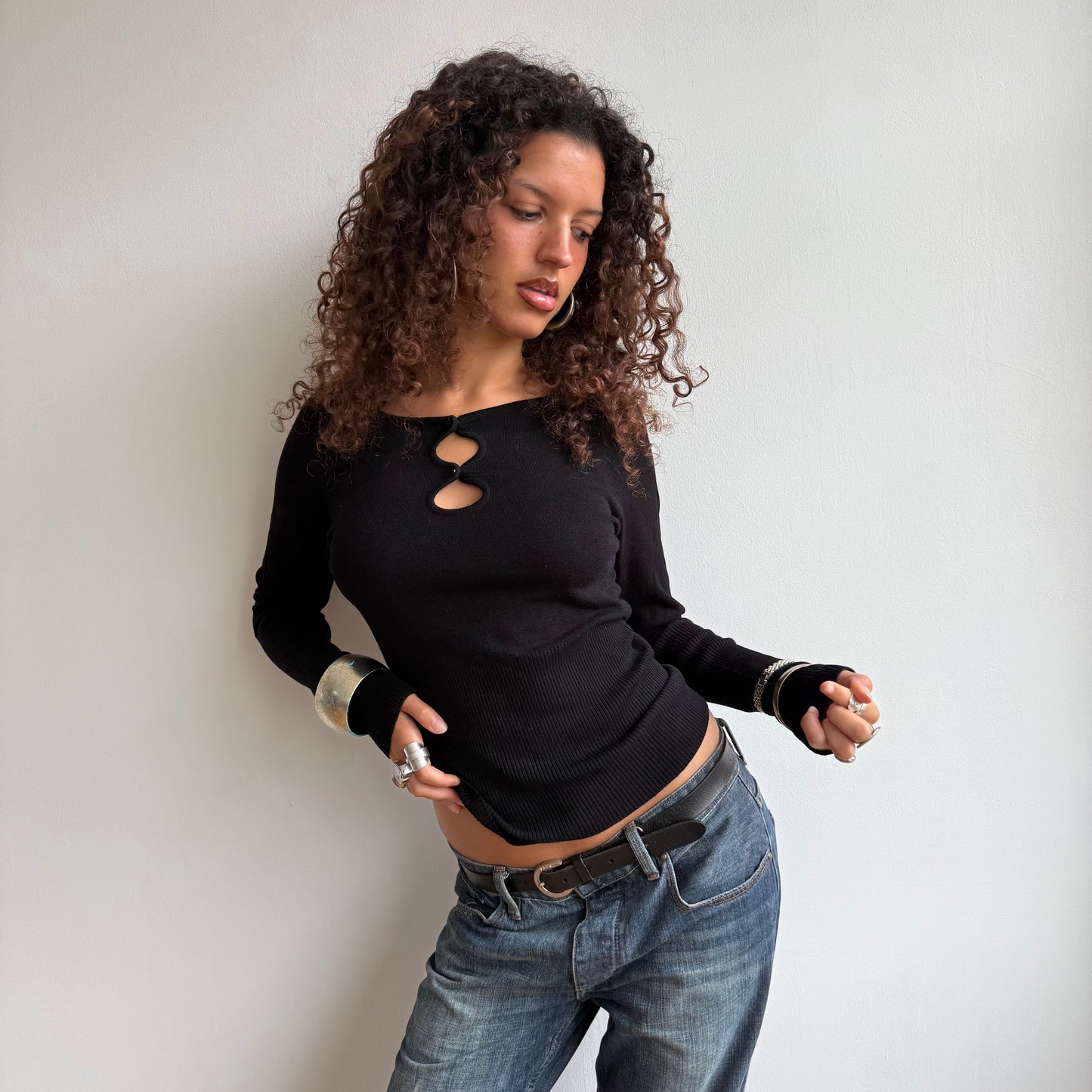 Black keyhole knit - Size S